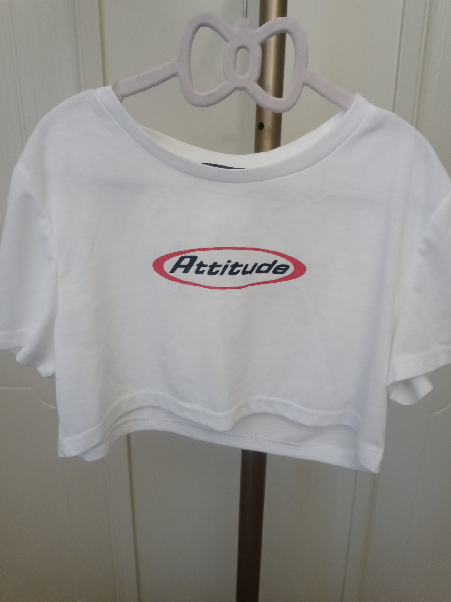 SHEIN Attitude White Crop Top