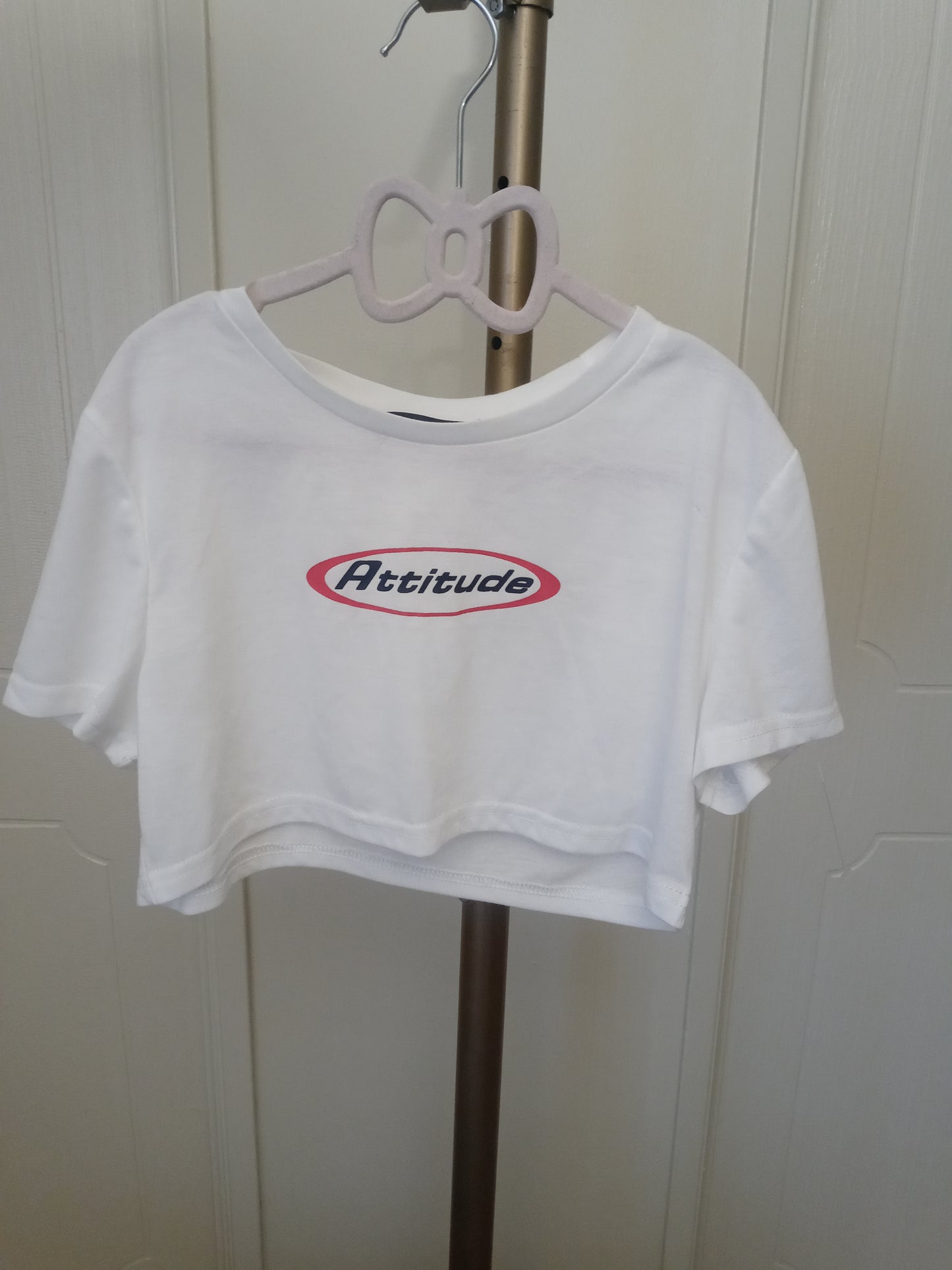 SHEIN Attitude White Crop Top