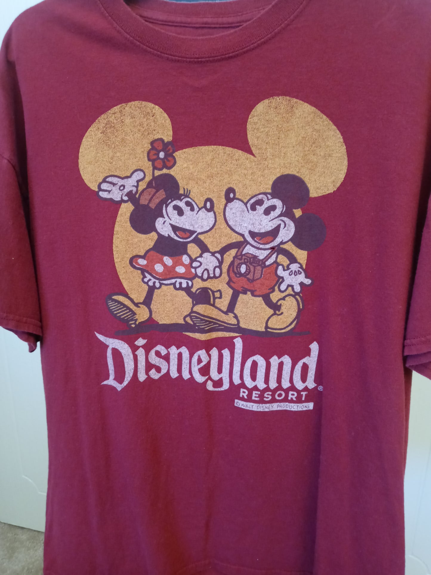 Disney Parks Mickey And Minnie Mouse Walt Disney World Maroon T Shirt XL
