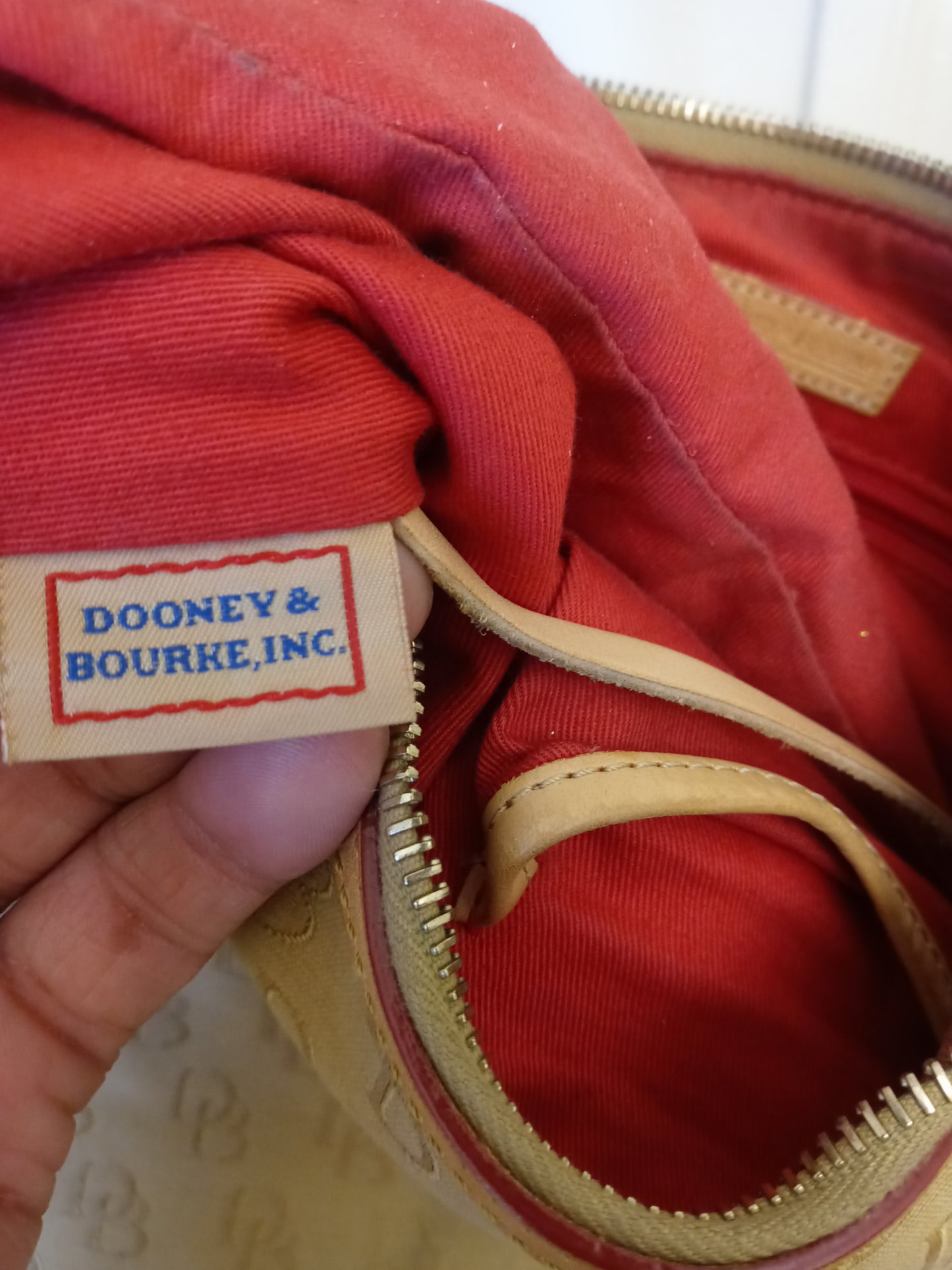 Fabric Dooney & Bourke purse with leather accents