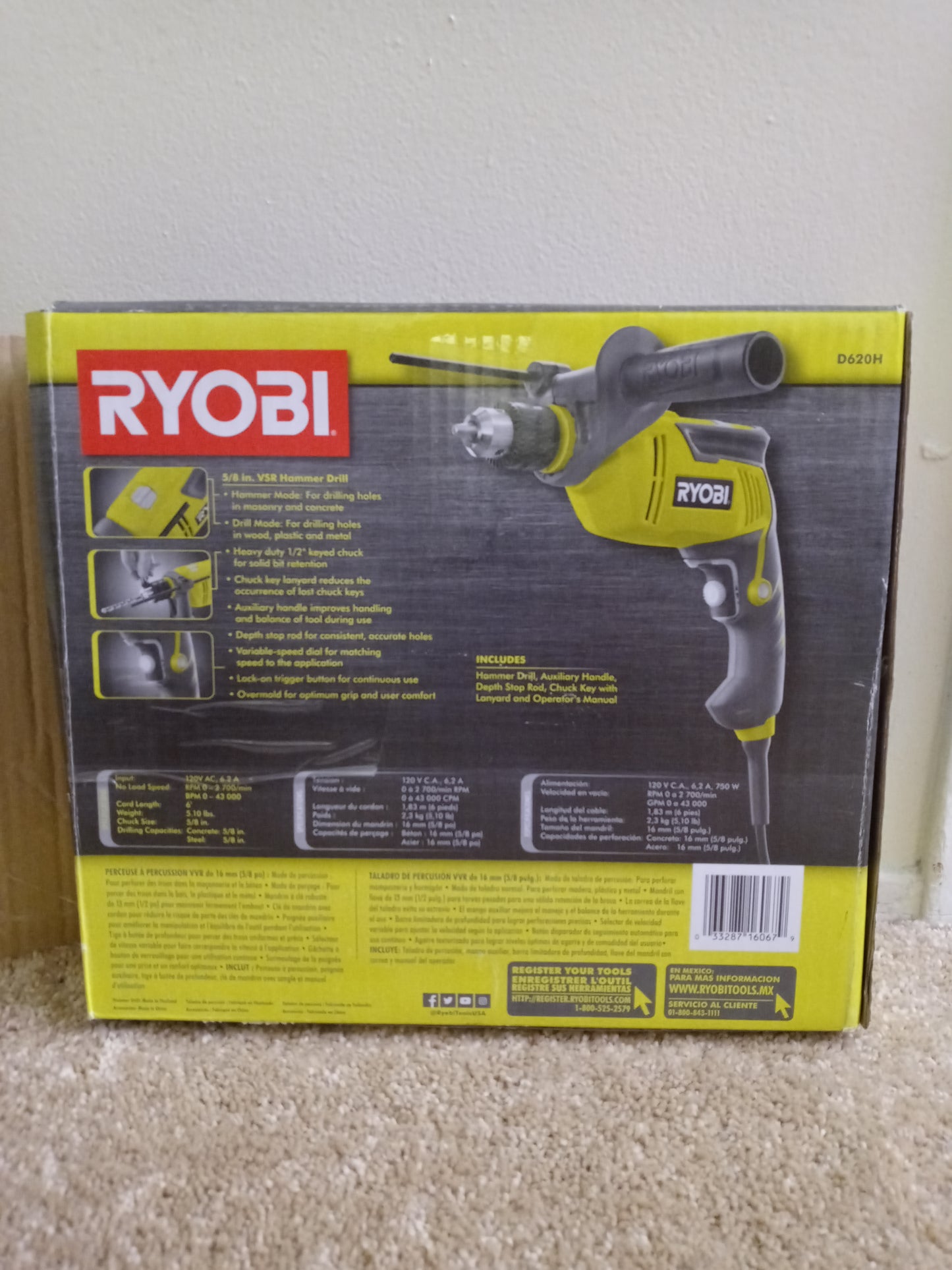 Ryobi 5/8in. VSD Hammer Drill