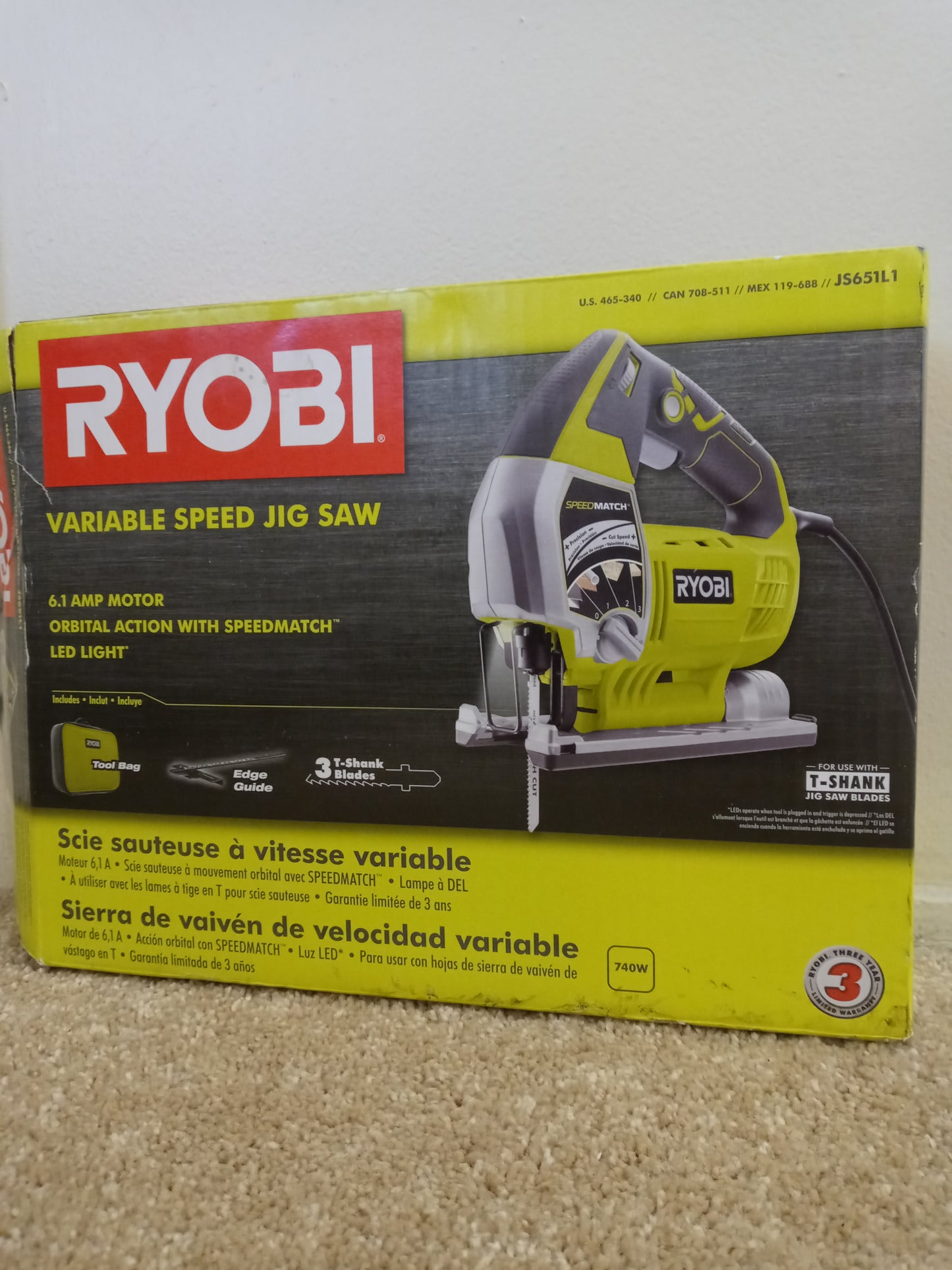 Ryobi 6.1A Variable Speed Orbital Jigsaw With Speed Match: