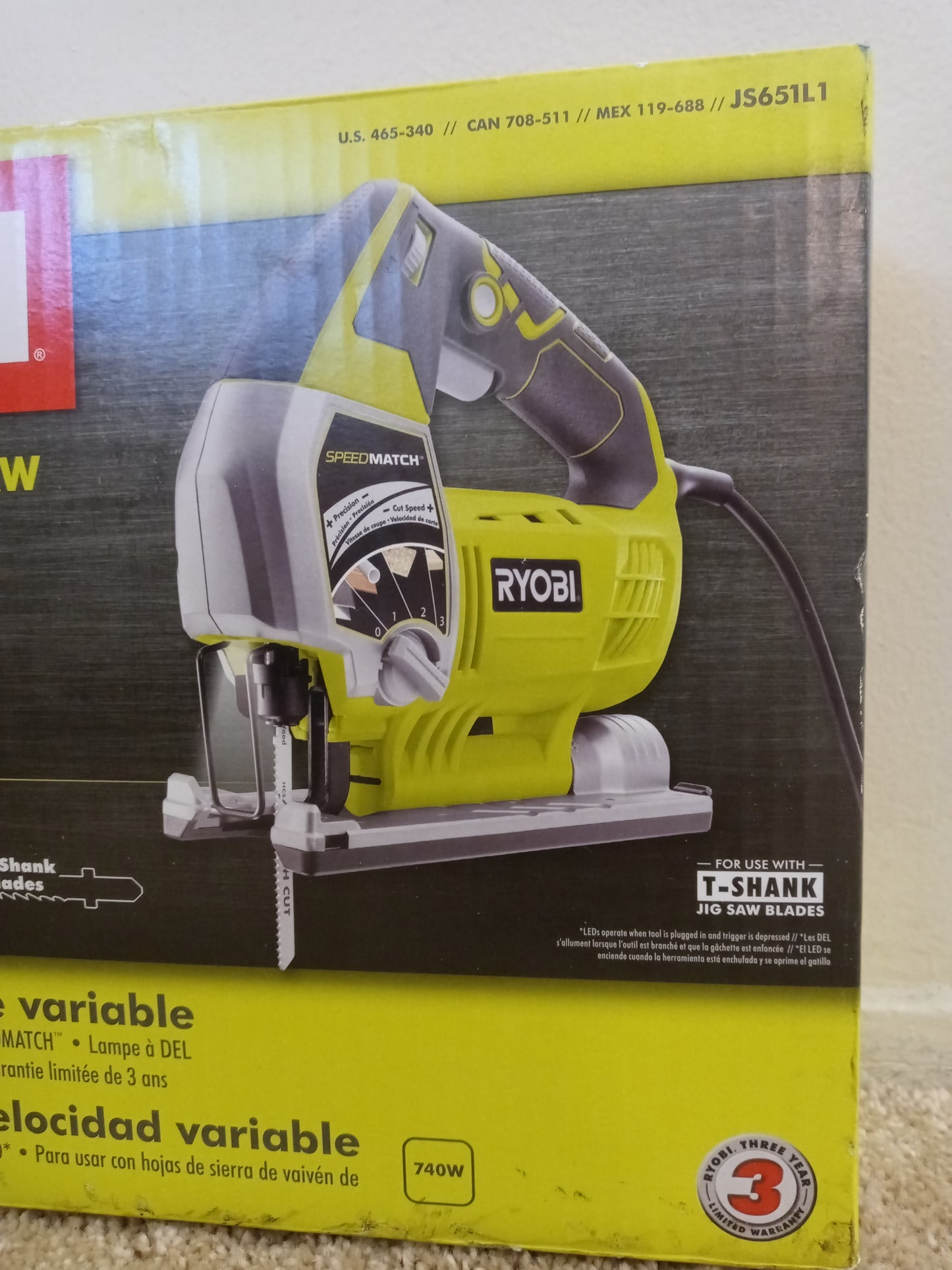 Ryobi 6.1A Variable Speed Orbital Jigsaw With Speed Match: