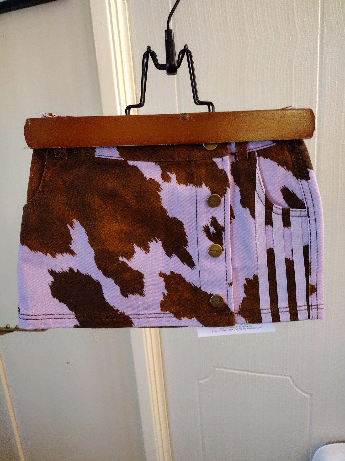 Beyonce adidas x IVY PARK Size 4T Rodeo Cow Print Denim Skirt