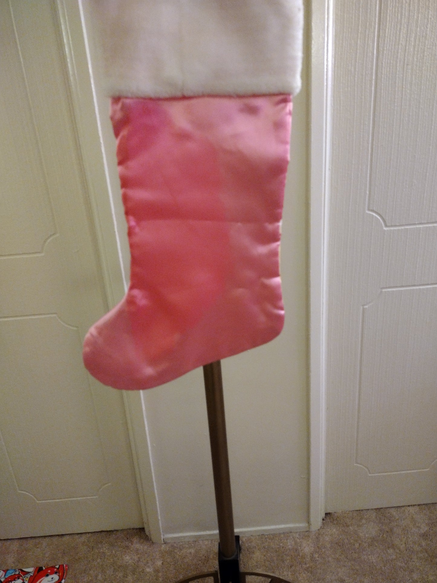 DISNEY PRINCESS PINK SATIN CHRISTMAS STOCKING~BELLE~CINDERELLA~TIANA~TIANNA~NWT