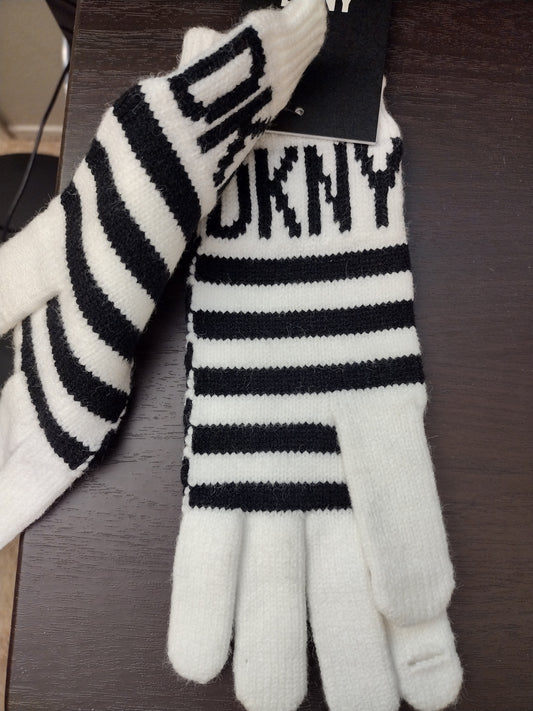 DKNY ivy women's black and white gloves