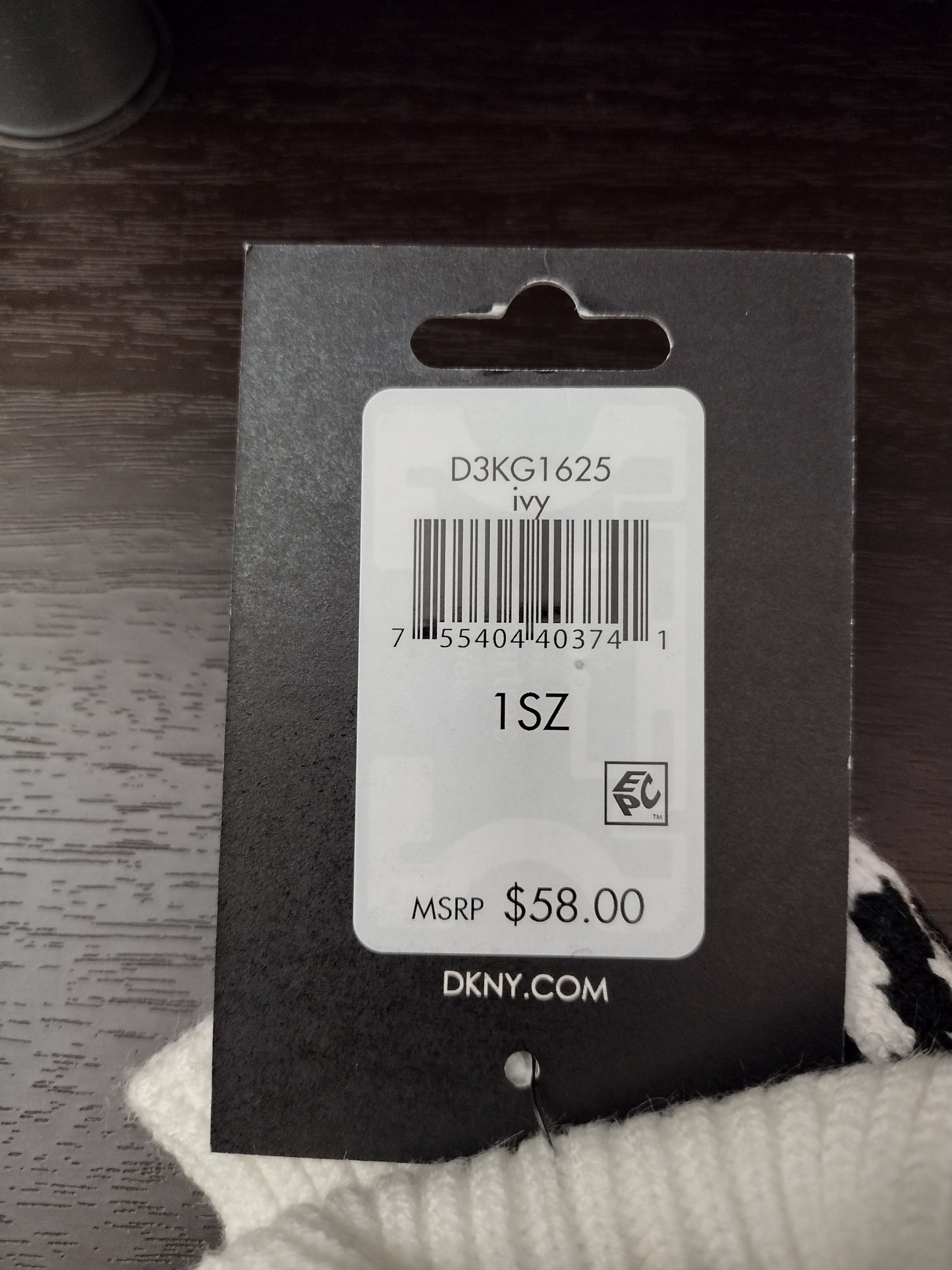 DKNY ivy women's black and white gloves