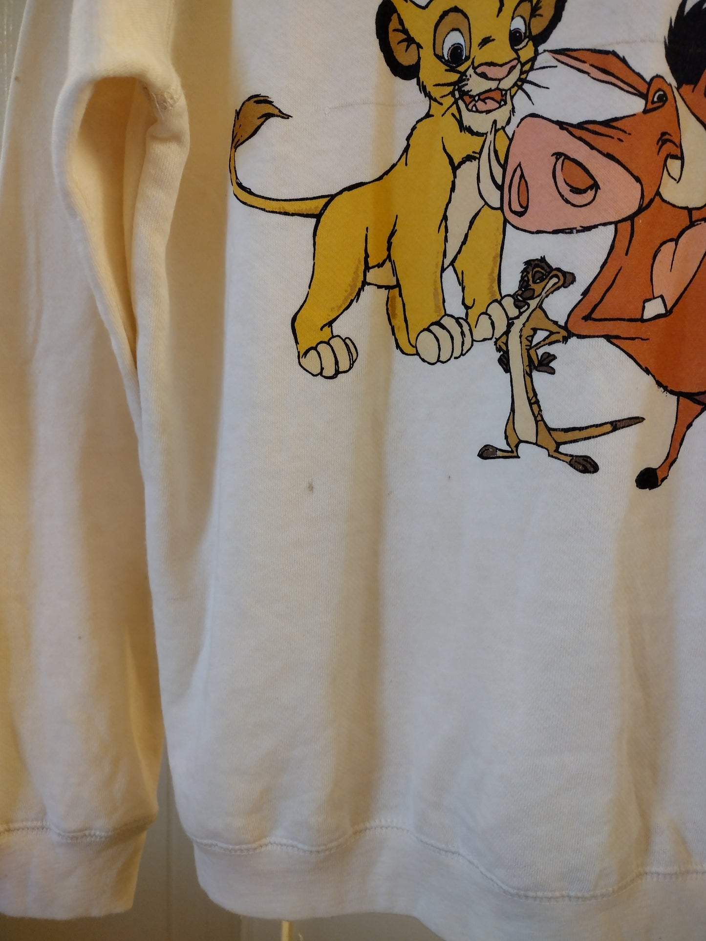 Disney The Lion King Vintage Rare Sweatshirt Big Spell Out Pull Over Long Sleeve - Cream / ivory