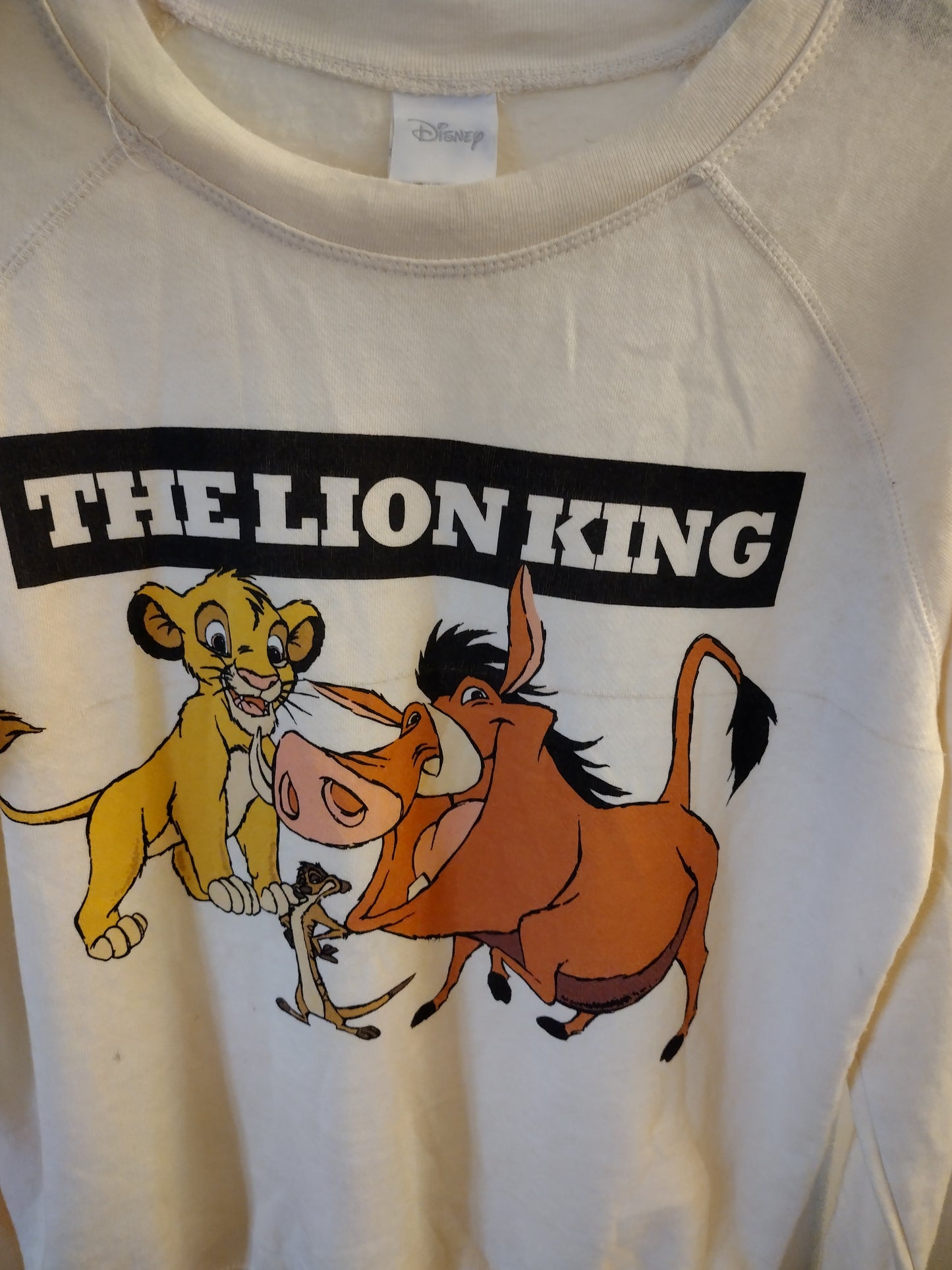 Disney The Lion King Vintage Rare Sweatshirt Big Spell Out Pull Over Long Sleeve - Cream / ivory