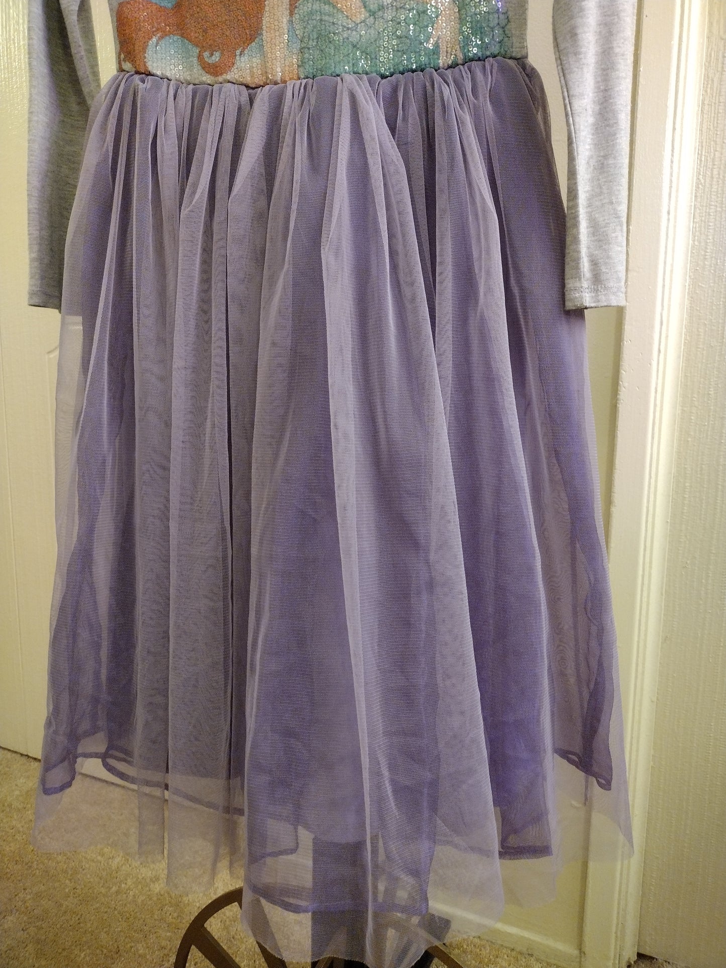 Disney Princess Girls Ariel Little Mermaid Dress Kids Girls Size - Large 10 / 12 Purple Gray Sequin Tulle