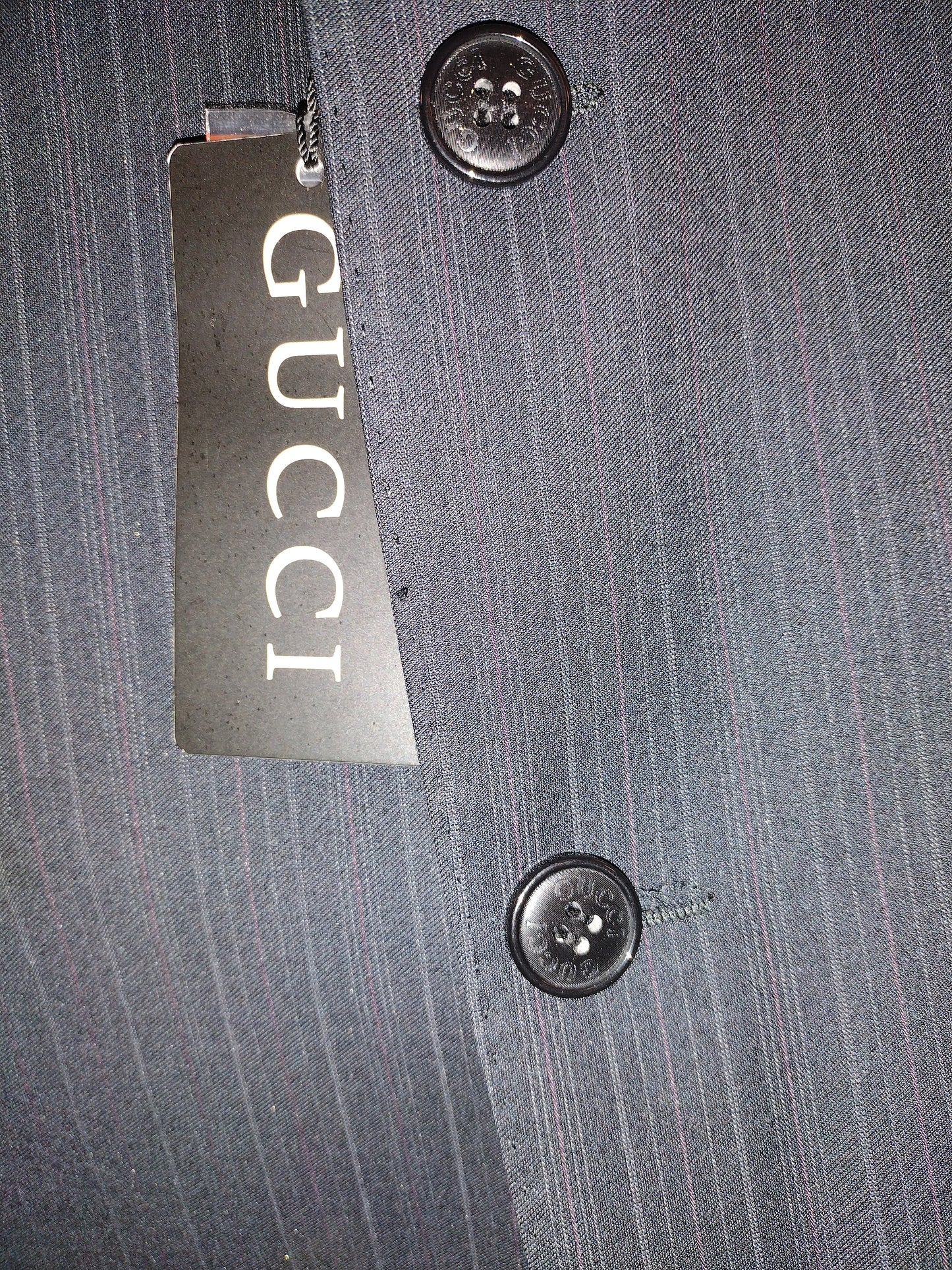 Authentic Gucci Men's 2 Piece Black & Grey Pinstripe Suit