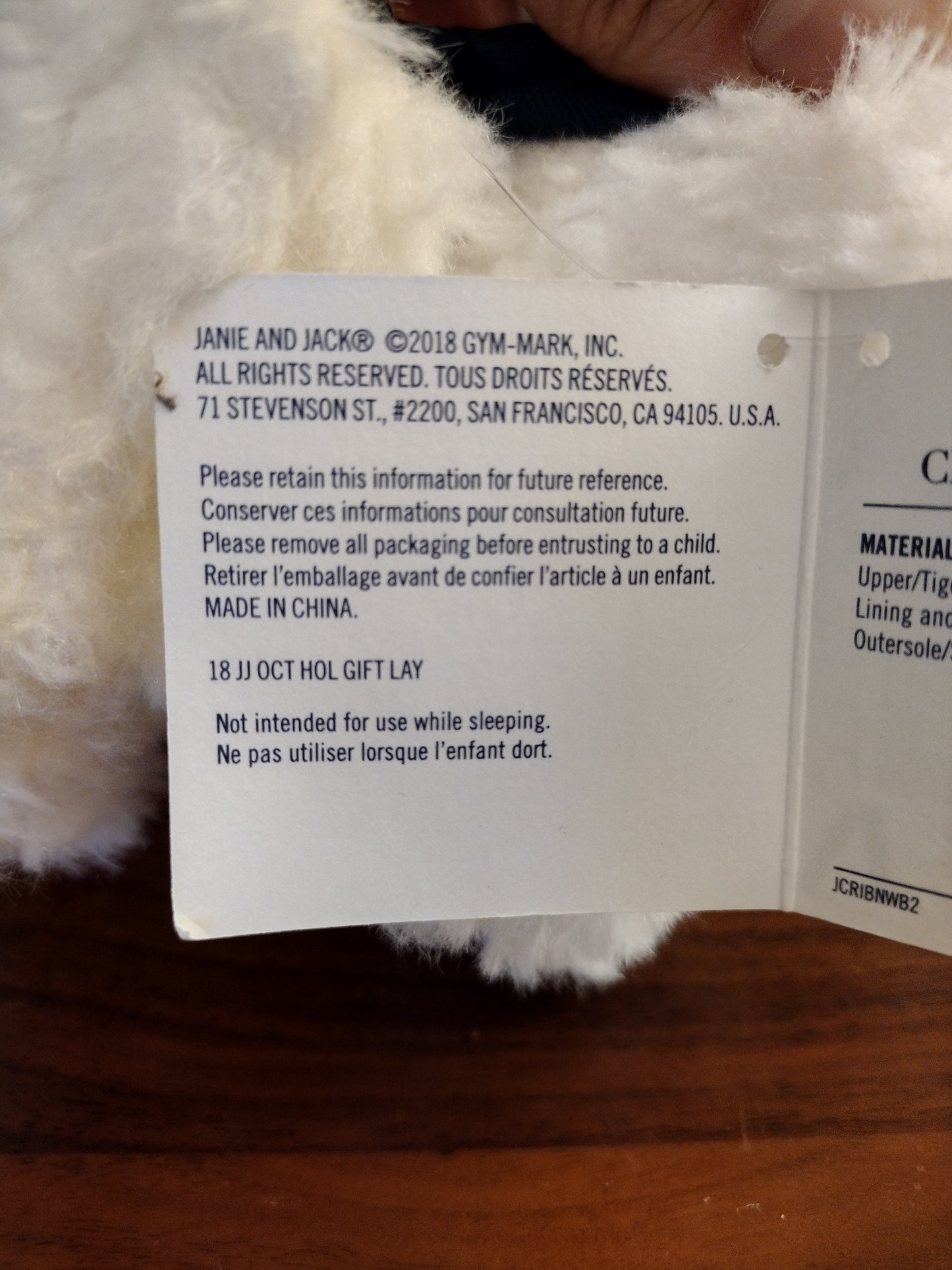 Janie And Jack All White Faux Fur 12-18 months Baby Crib Shoes