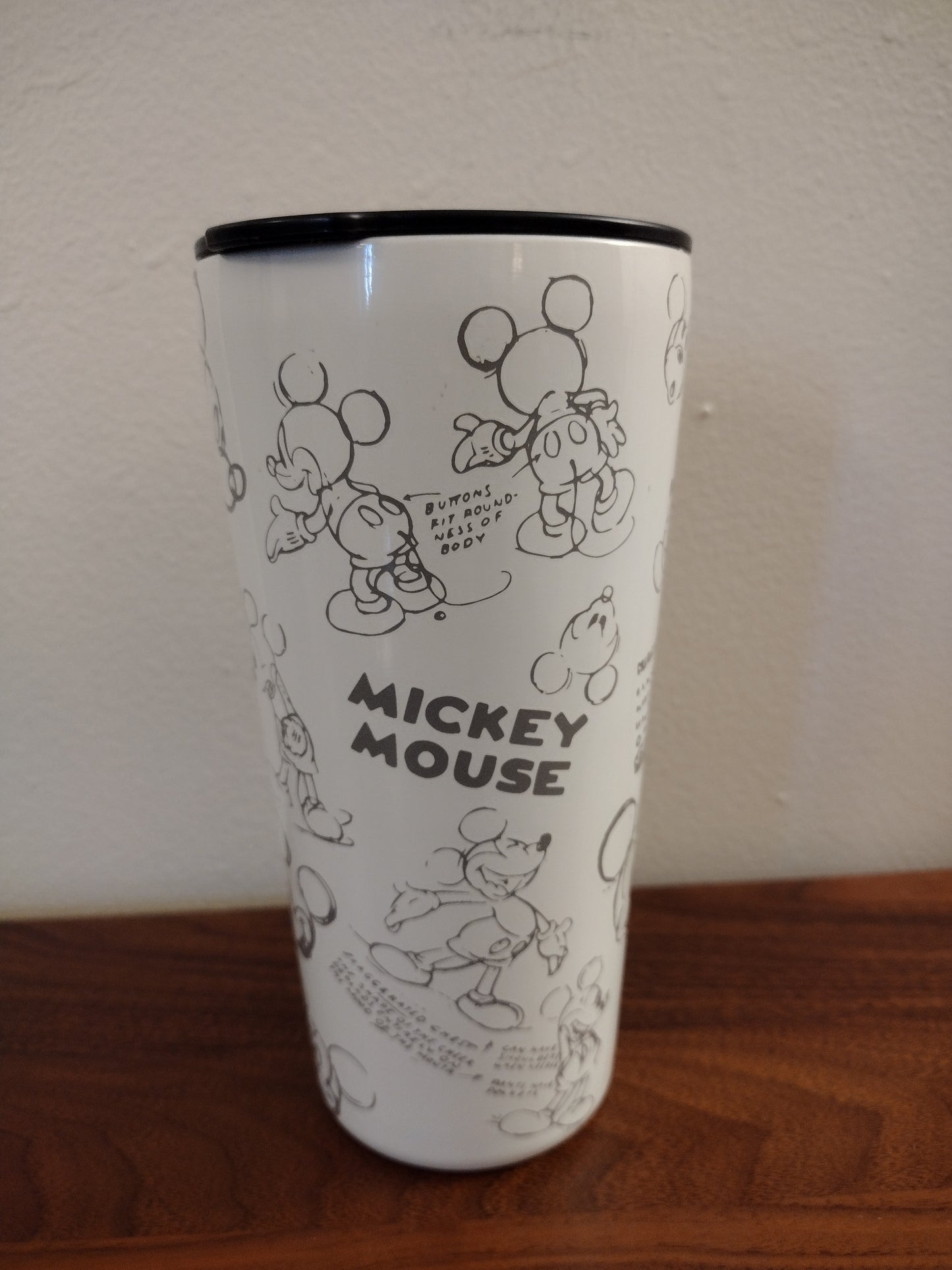 Disney Store Mickey Mouse Sketch Art Travel Tumbler