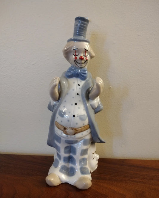 Vintage Duncan Royale Ceramic Clapping Clown Figurine 10" Theatrical Fine Porcelain