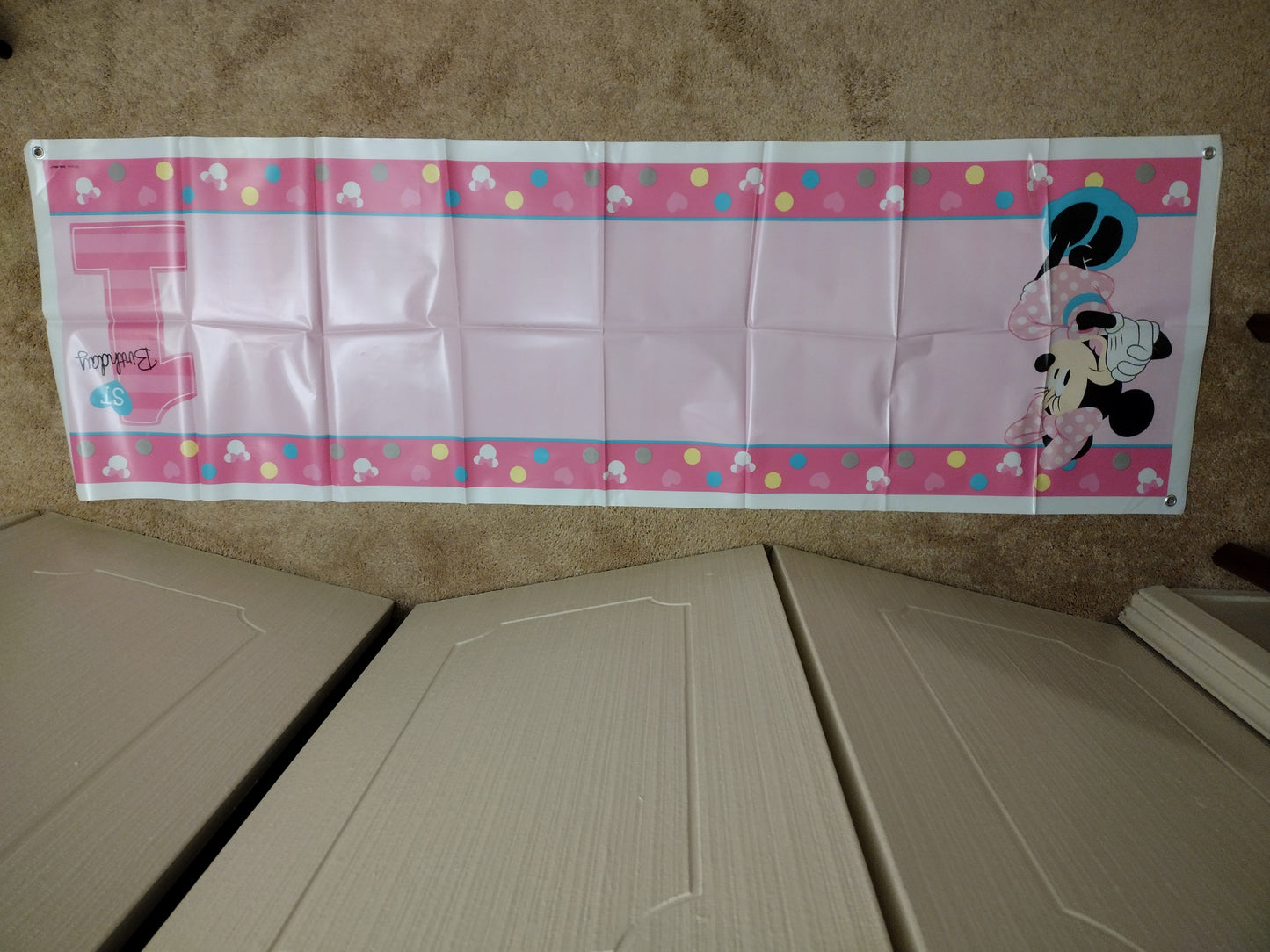 Disney Baby Minnie Mouse Personalized Giant Banner Kit - New - Happy 1st Birthday - Over 5 Feet Wide!