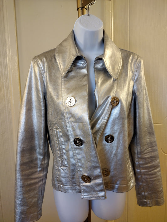 Vintage Lauren Jeans Company Ralph Lauren Petite Metallic Silver Women's Jacket