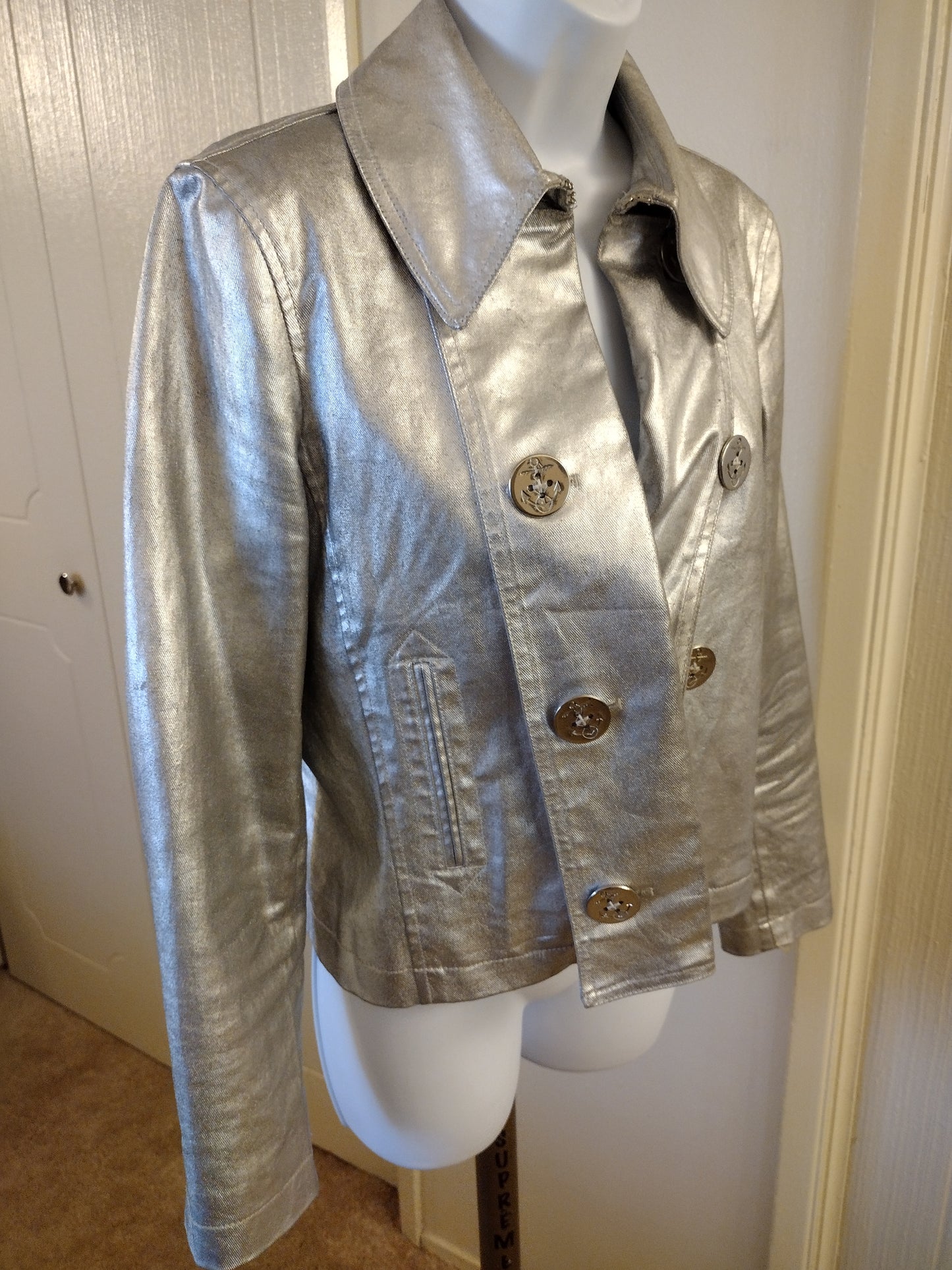 Vintage Lauren Jeans Company Ralph Lauren Petite Metallic Silver Women's Jacket
