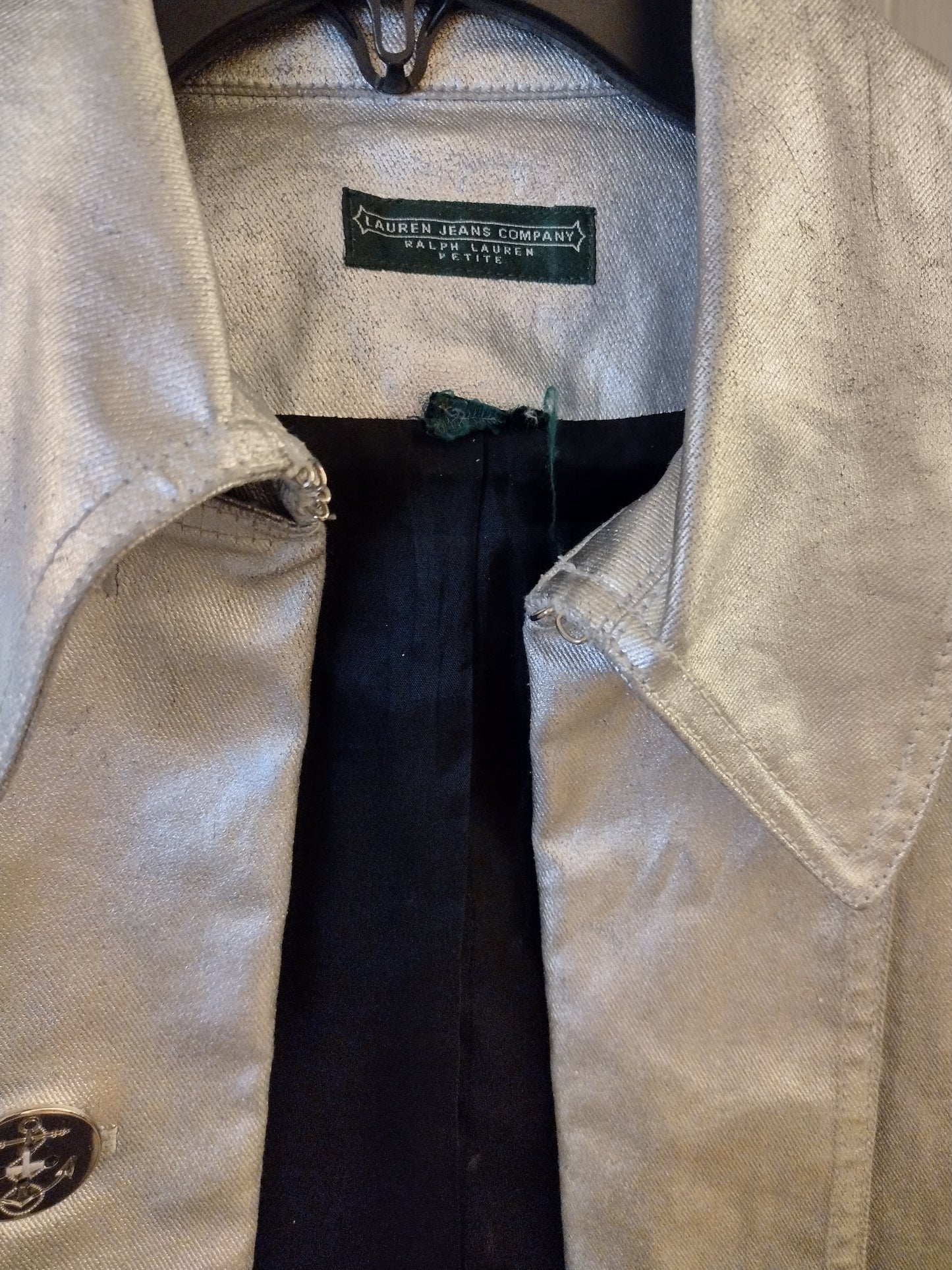 Vintage Lauren Jeans Company Ralph Lauren Petite Metallic Silver Women's Jacket