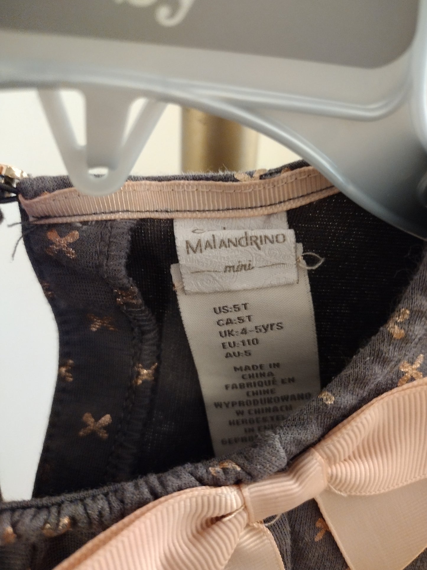 Catherine Malandrino Gray/Rose Gold Foil Print Dress Sz 5T Girl