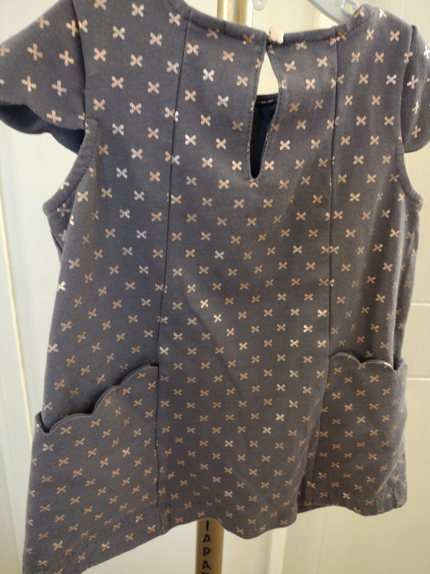 Catherine Malandrino Gray/Rose Gold Foil Print Dress Sz 5T Girl