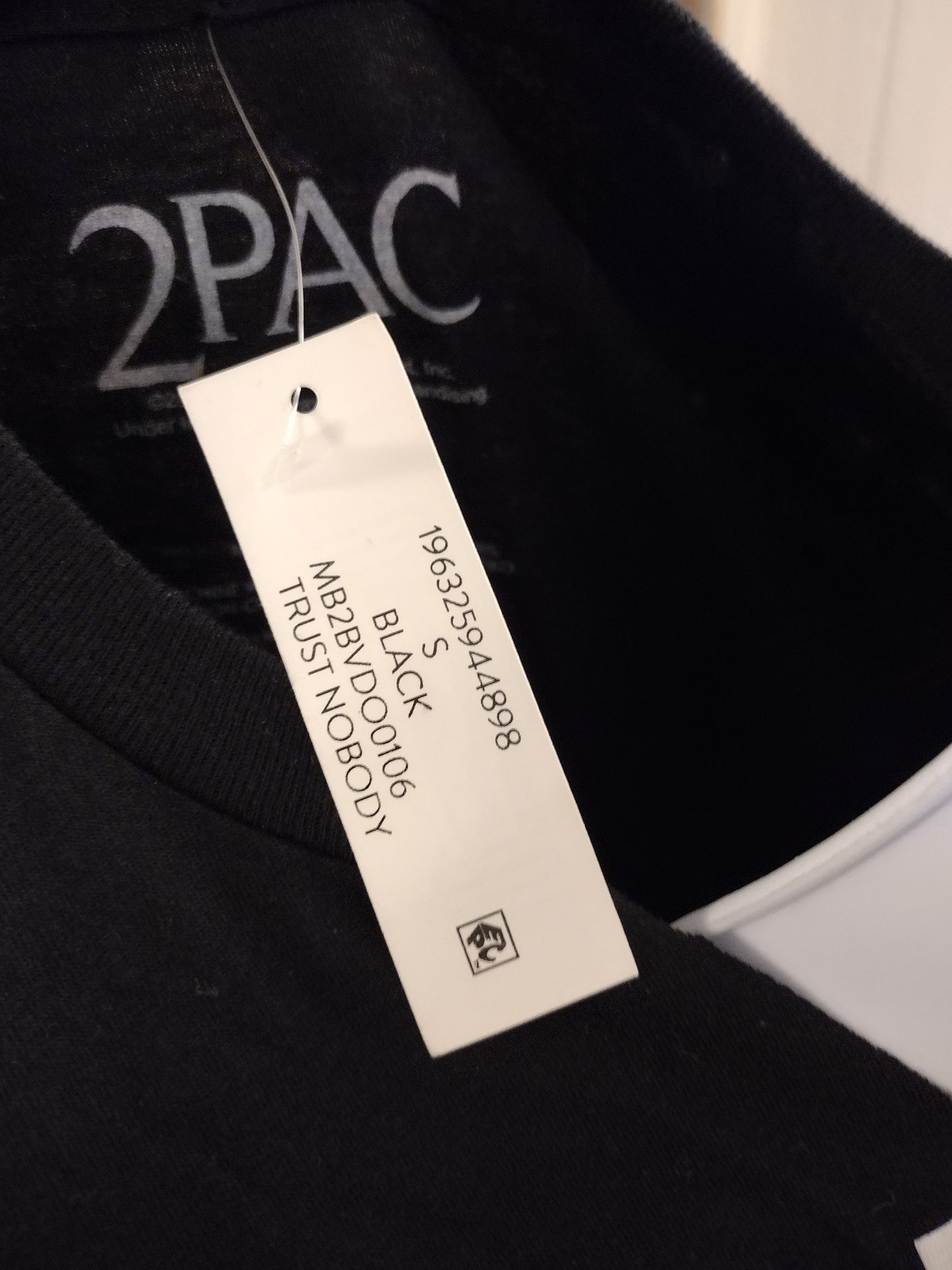 2 Pac Trust Nobody Adult T Shirt Adult Size - Small 100% Cotton Color Way : Black / White Cut Off