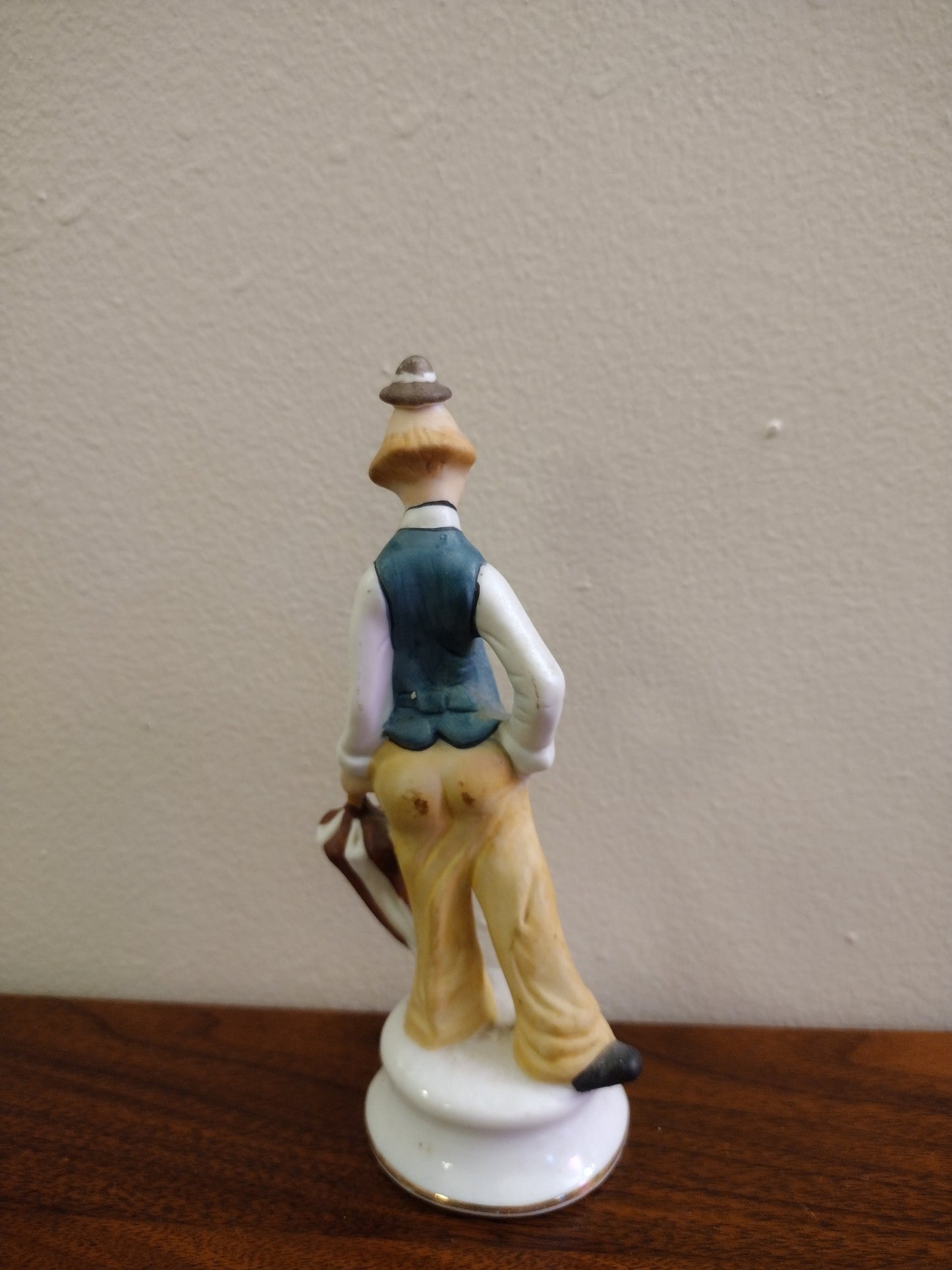 Vintage Hobo Derby 6 1/4" Clown Bisque Figurine Blue & White Multi Color Porcelain Figurine Pre Owned