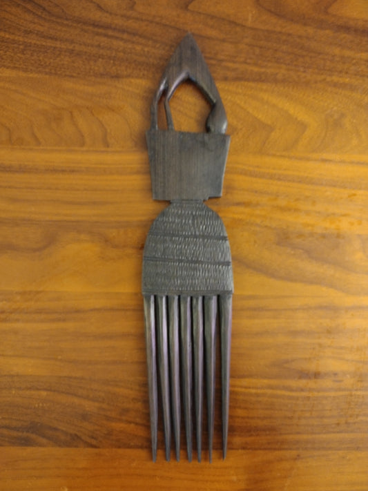 Vintage African Hand Carved Wooden Hair Comb Afro Pick