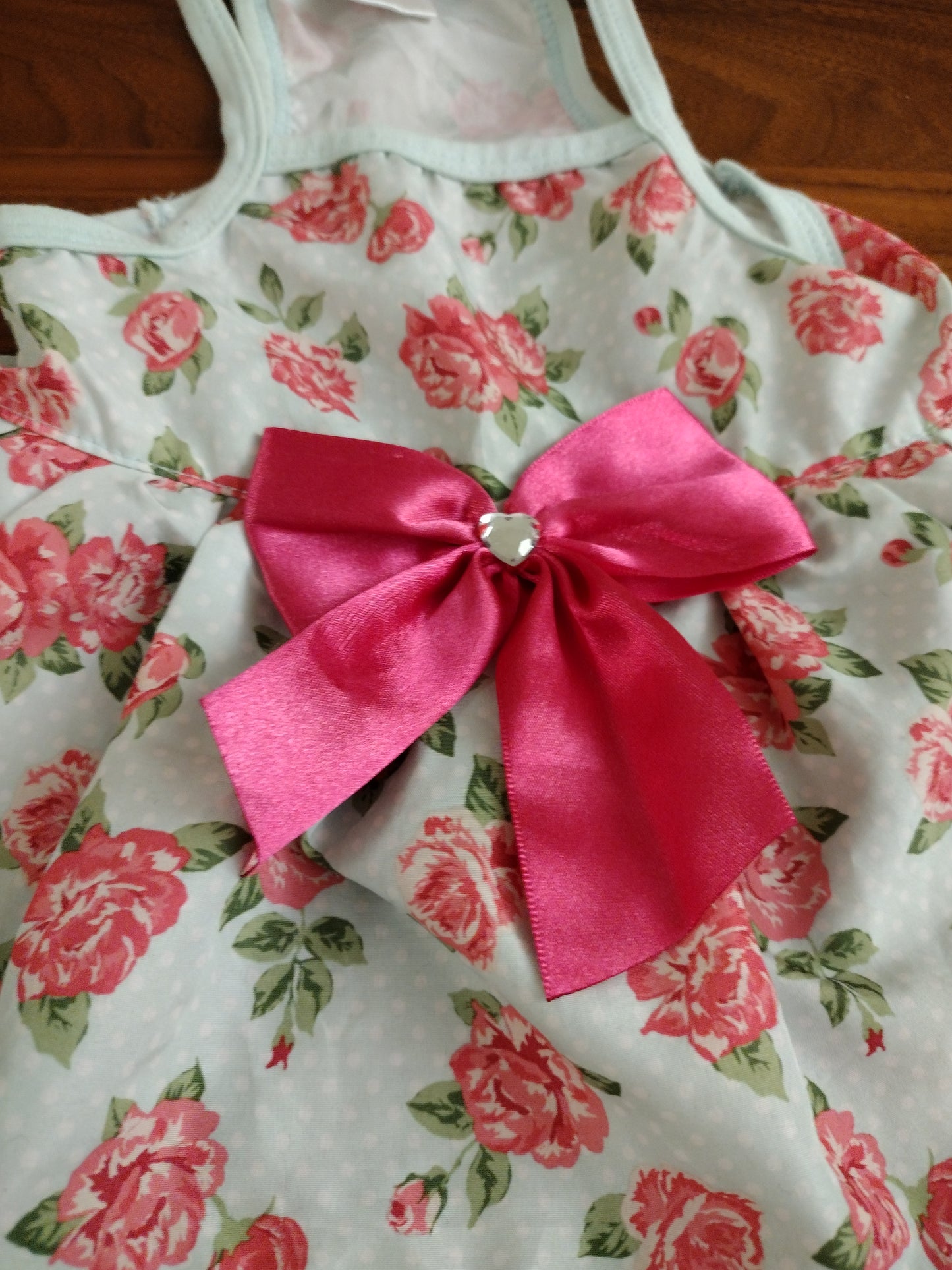 Glamour Bone Small Dog Cute Outfit Floral Multi Color With Pink Rhinestone Bow Size - Small Pre Owned