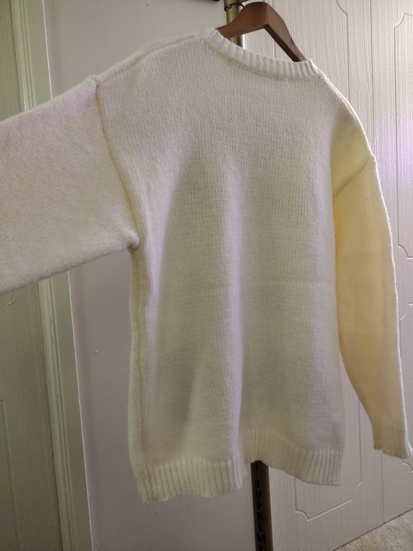 OFF- White intarsia Knit Jacquard Chunky Cat Crewneck Sweater - Long Sleeve