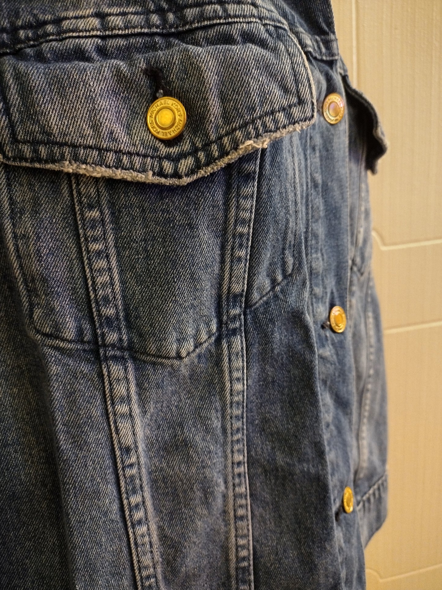 Michael Kors Women's Denim Button Down Jean Jacket - Low Rise Long Sleeve
