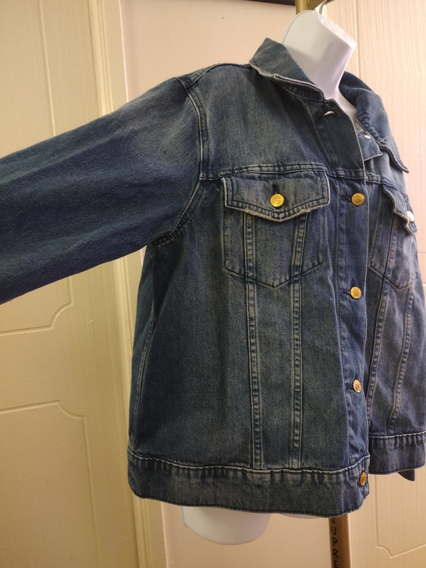 Michael Kors Women's Denim Button Down Jean Jacket - Low Rise Long Sleeve