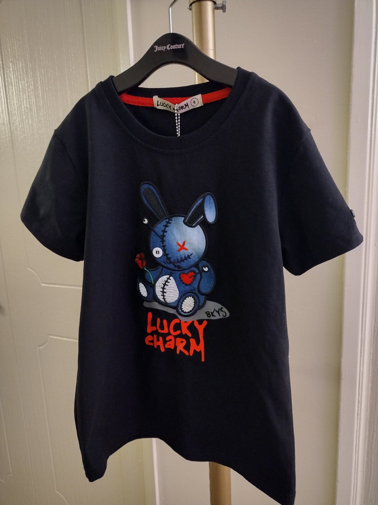 BKYS Crew Neck T-Shirt Lucky Charm Crewneck Kids Boys Blk Denim T934 Pull Over Shirt