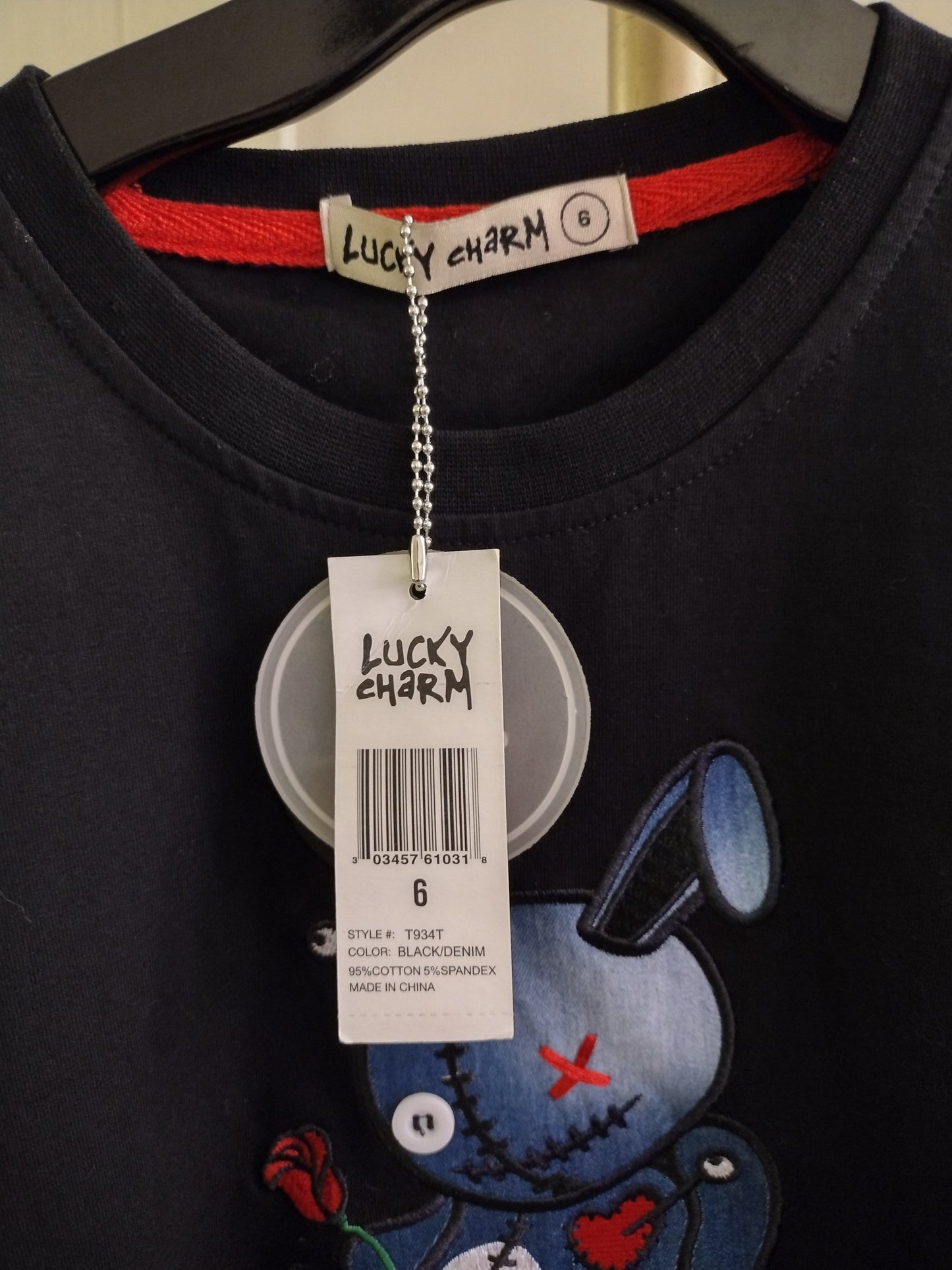 BKYS Crew Neck T-Shirt Lucky Charm Crewneck Kids Boys Blk Denim T934 Pull Over Shirt