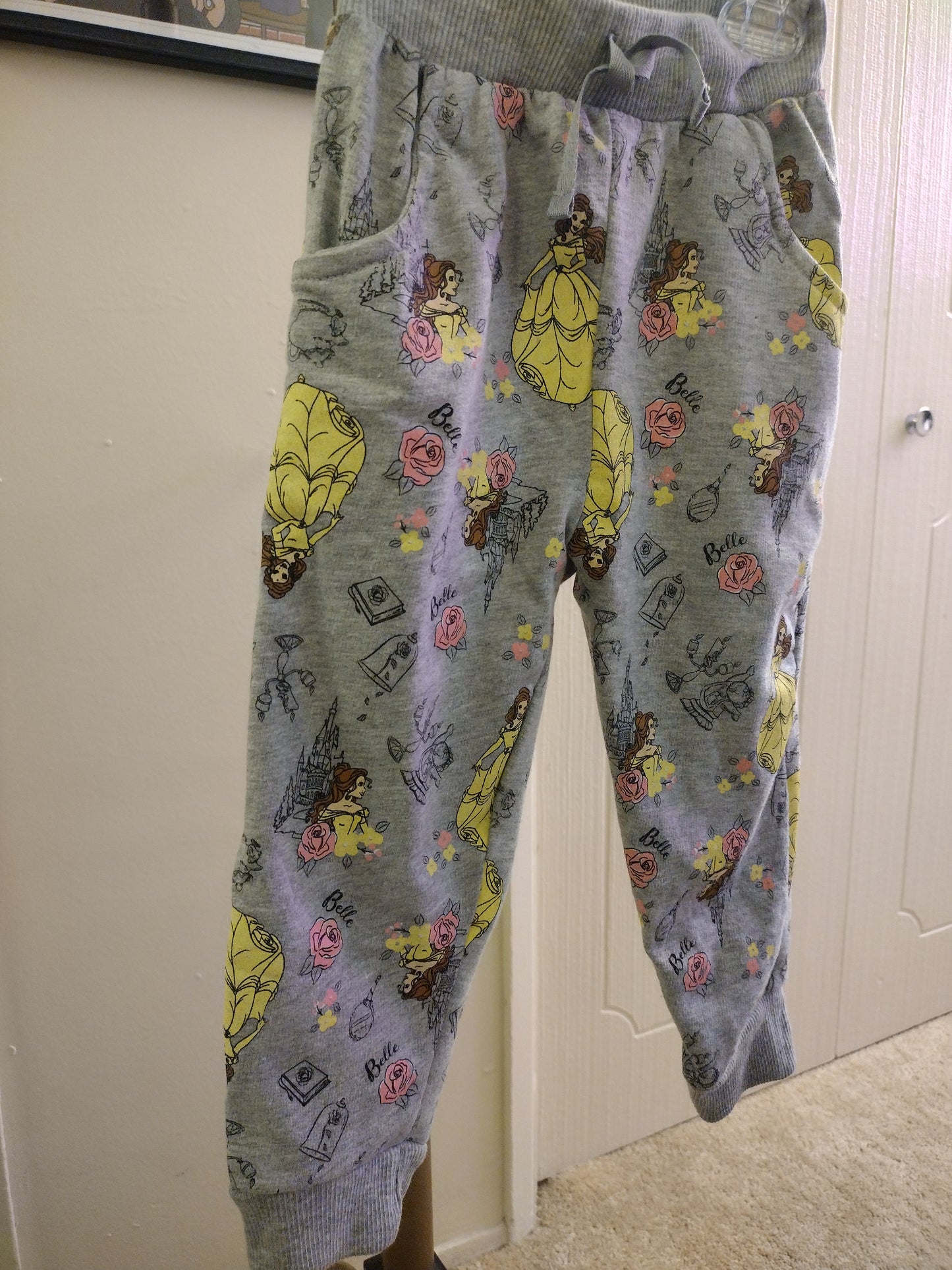 Disney Princess Princess Belle Grey Multi Color Fleece Sweatpants