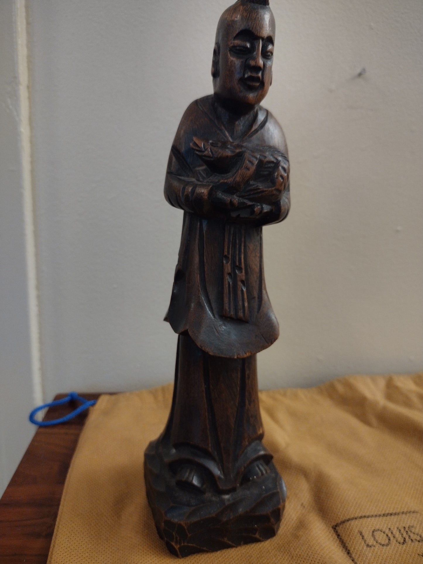 Brown Wooden Statue Figurine 10" 10" Tall Pre Owned Good Condition
