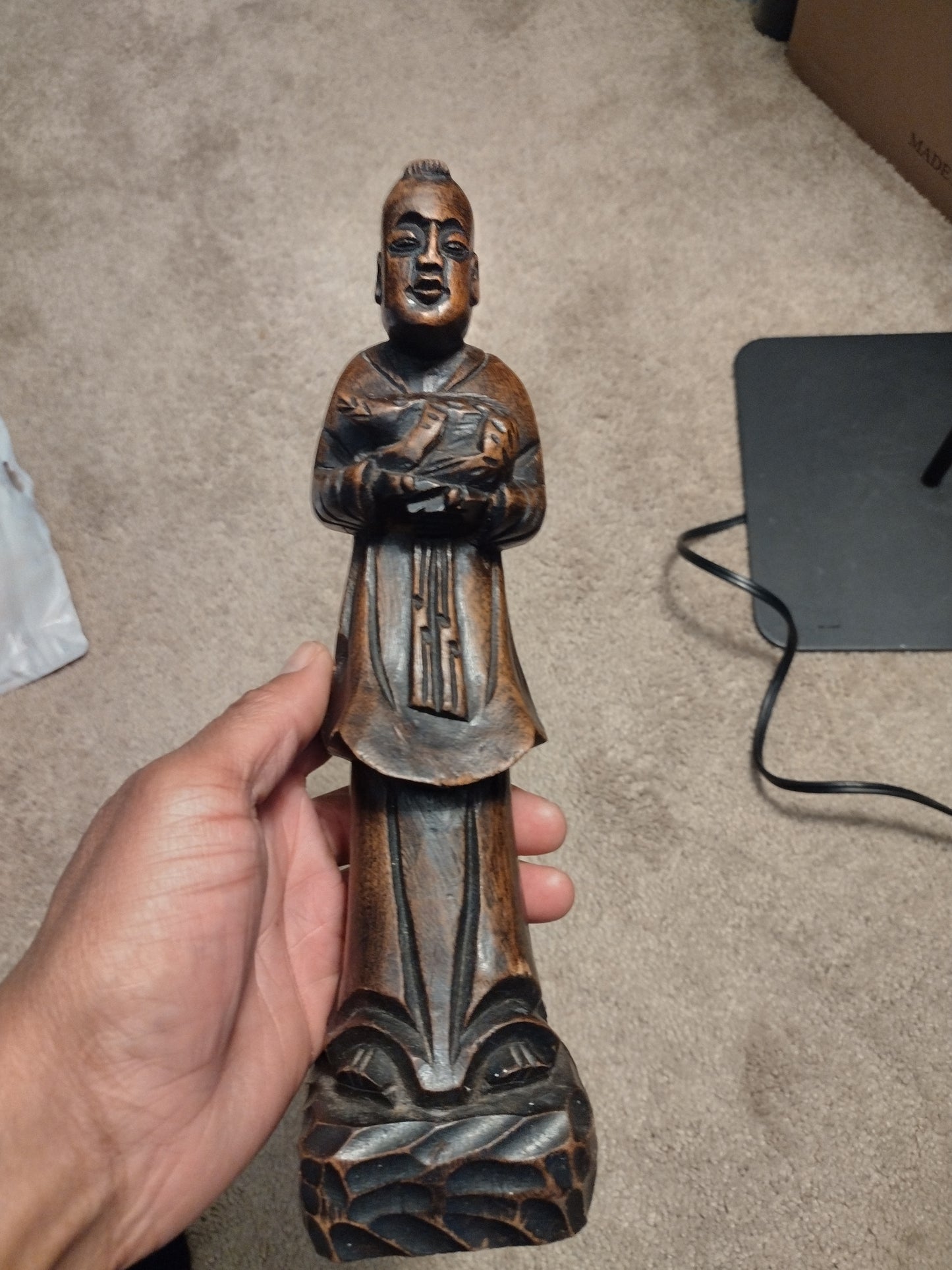 Brown Wooden Statue Figurine 10" 10" Tall Pre Owned Good Condition