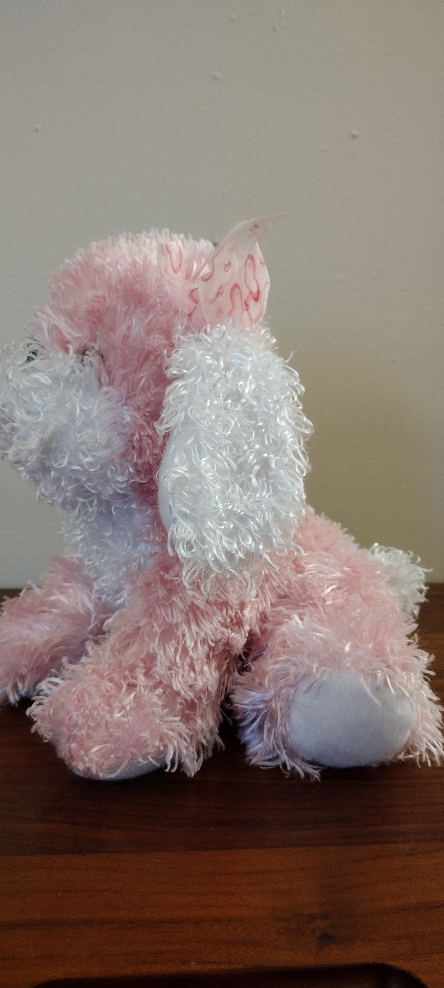 Pink & White Toy 10" Plush Dog Pre Owned Good Condition