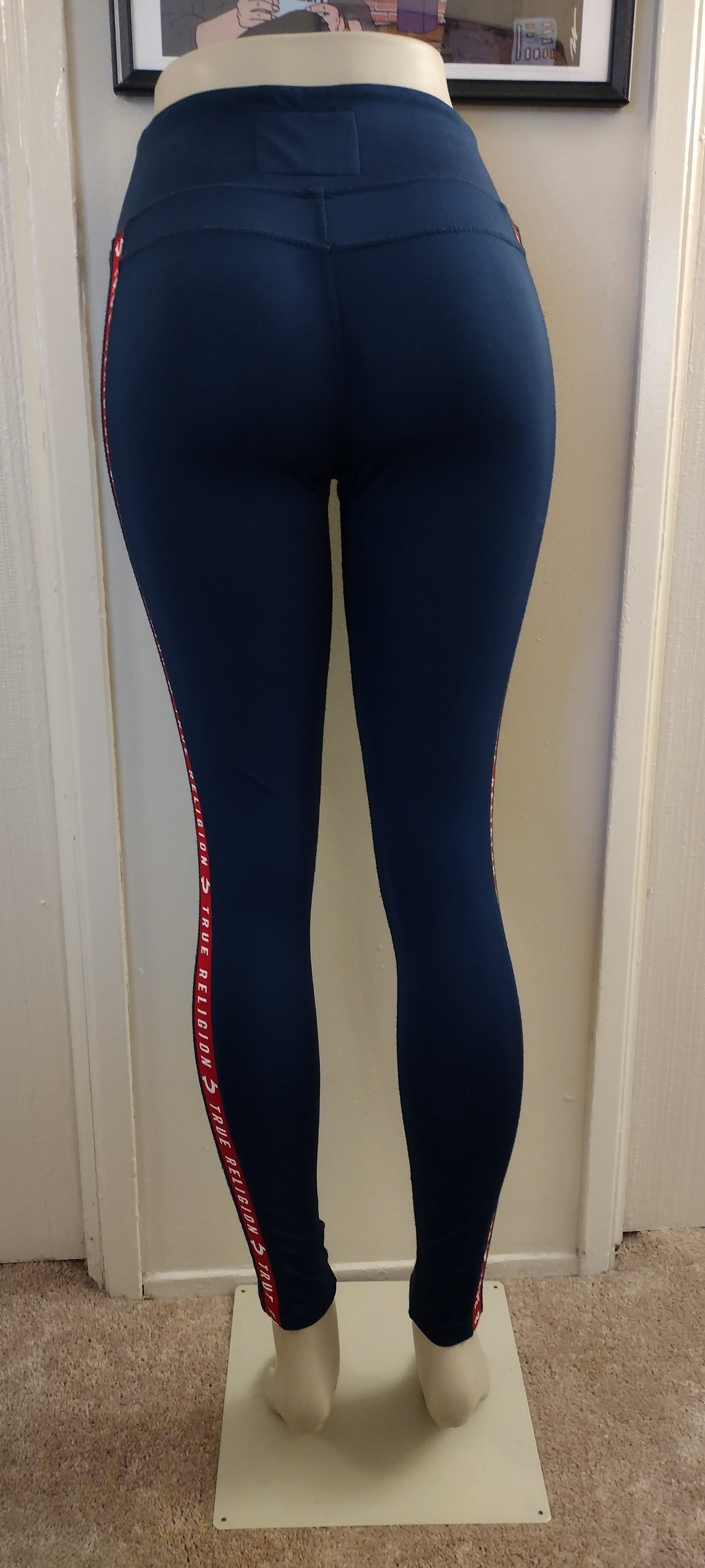True religion Logo Print Leggings - Dark Blue / Red / White