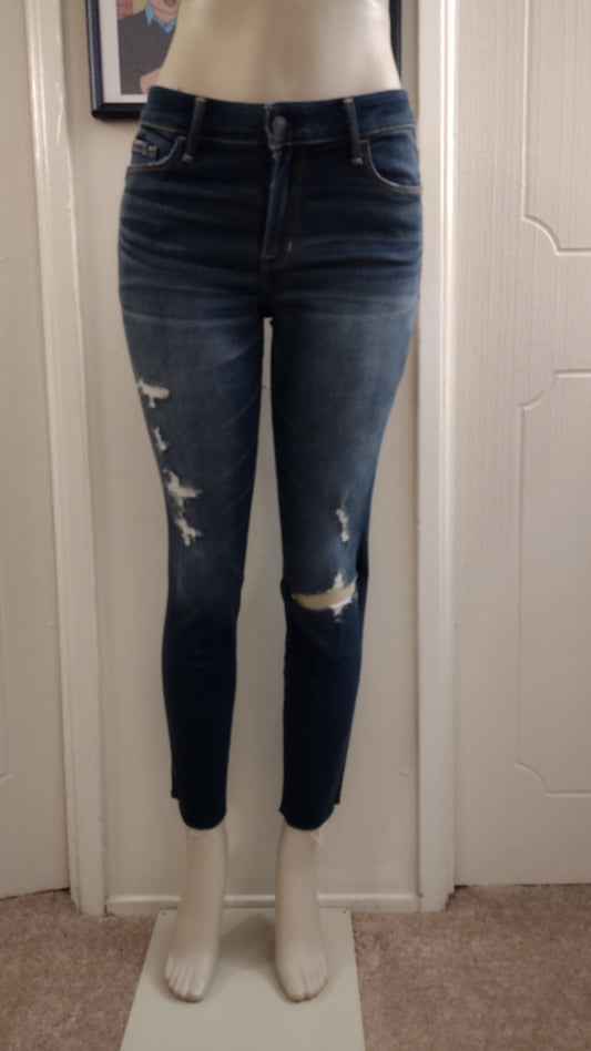 Abercrombie & Fitch Women's Blue Distressed Jeans - Harper Ankle