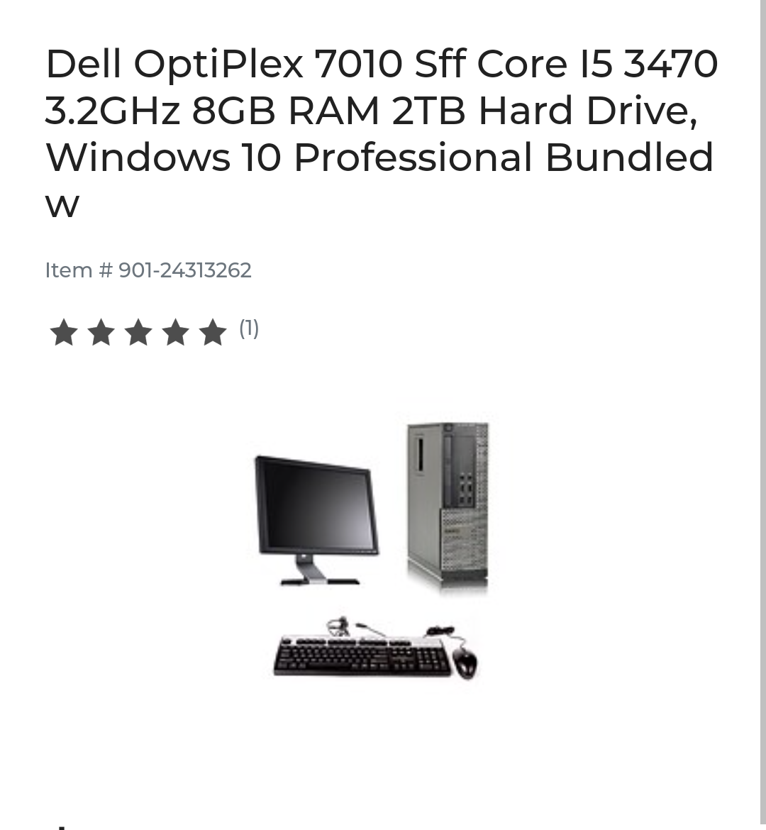 Dell Optiplex 7010 Sff i5 3470 3.2Ghz 8GB RAM 2TB Hard Drive , Windows 10 Professional Bundled with A 22" LCD, Refurbished