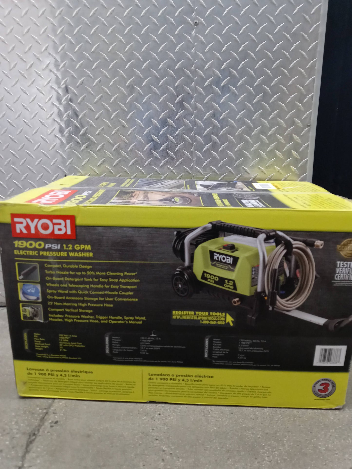 Ryobi 1900 Psi Electric Pressure Washer - 1.2 GPM - Cold Water Source / Corded