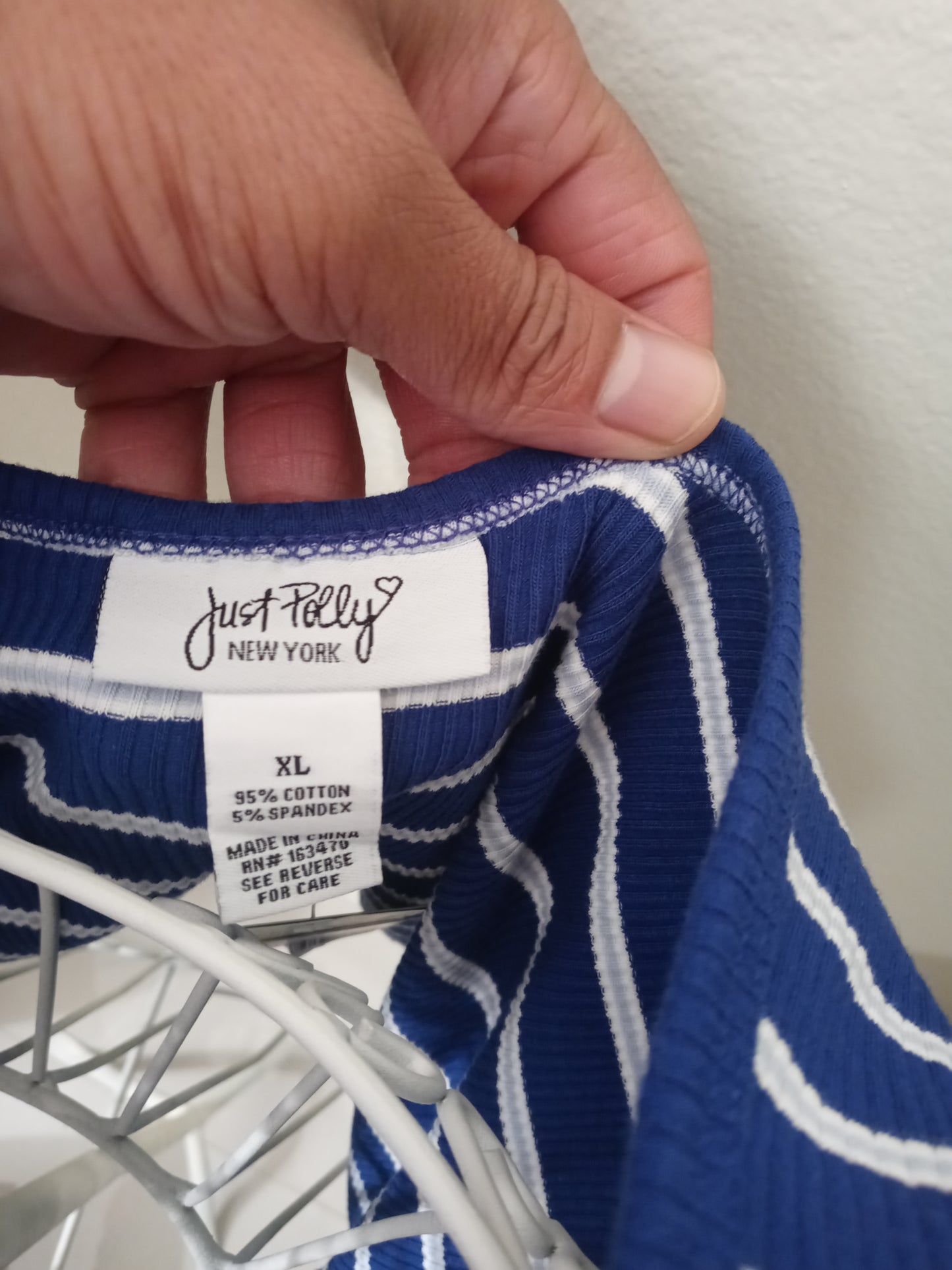 Just Polly New york blue/ white striped cropped tank top