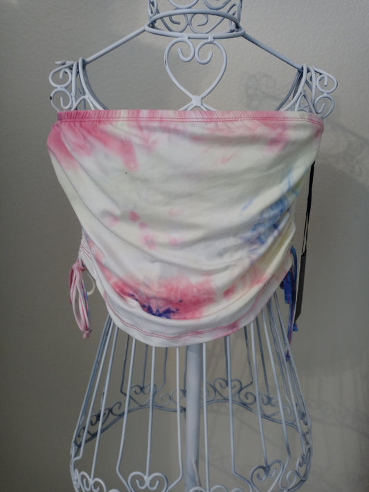 Faded Rose Dusty Blue Tie Dye Juniors / Women's Tube Top - Size Large