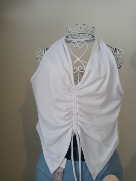 Occasion White Knit Rouched Top Juniors Style - DTY80B