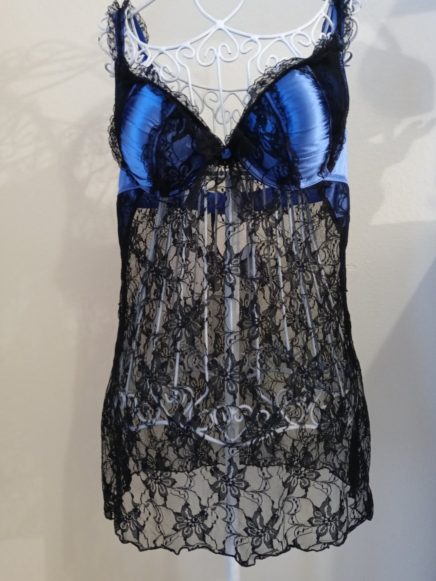 Flora’s follies Blue & Black Intimates 1pc Teddy Mesh - Size Medium - Pre Owned