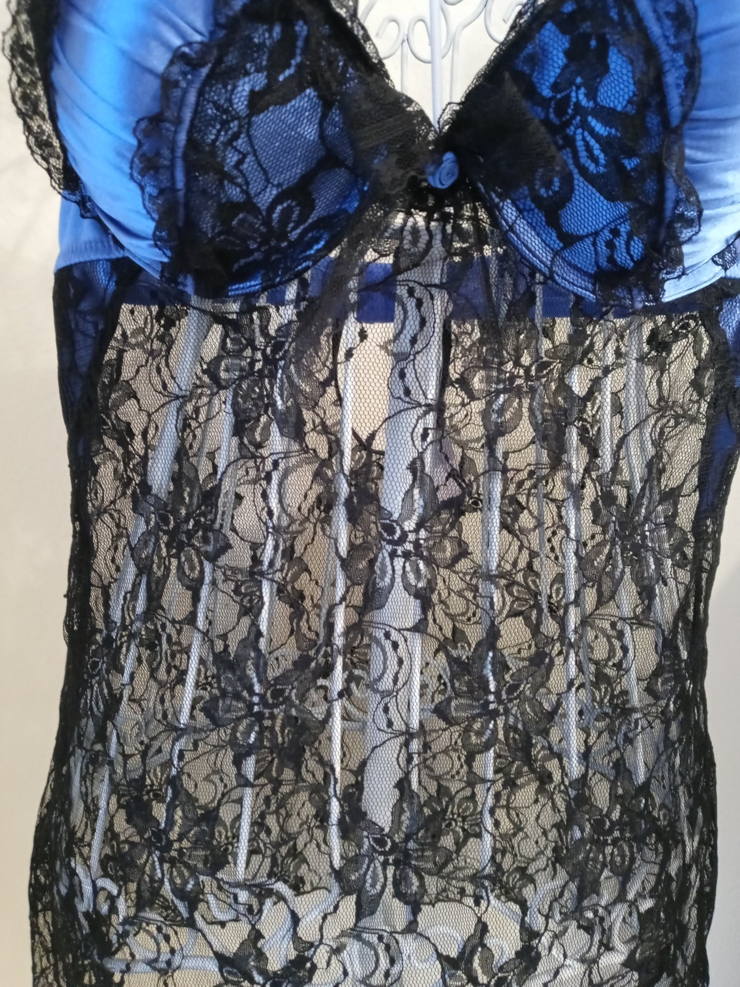 Flora’s follies Blue & Black Intimates 1pc Teddy Mesh - Size Medium - Pre Owned