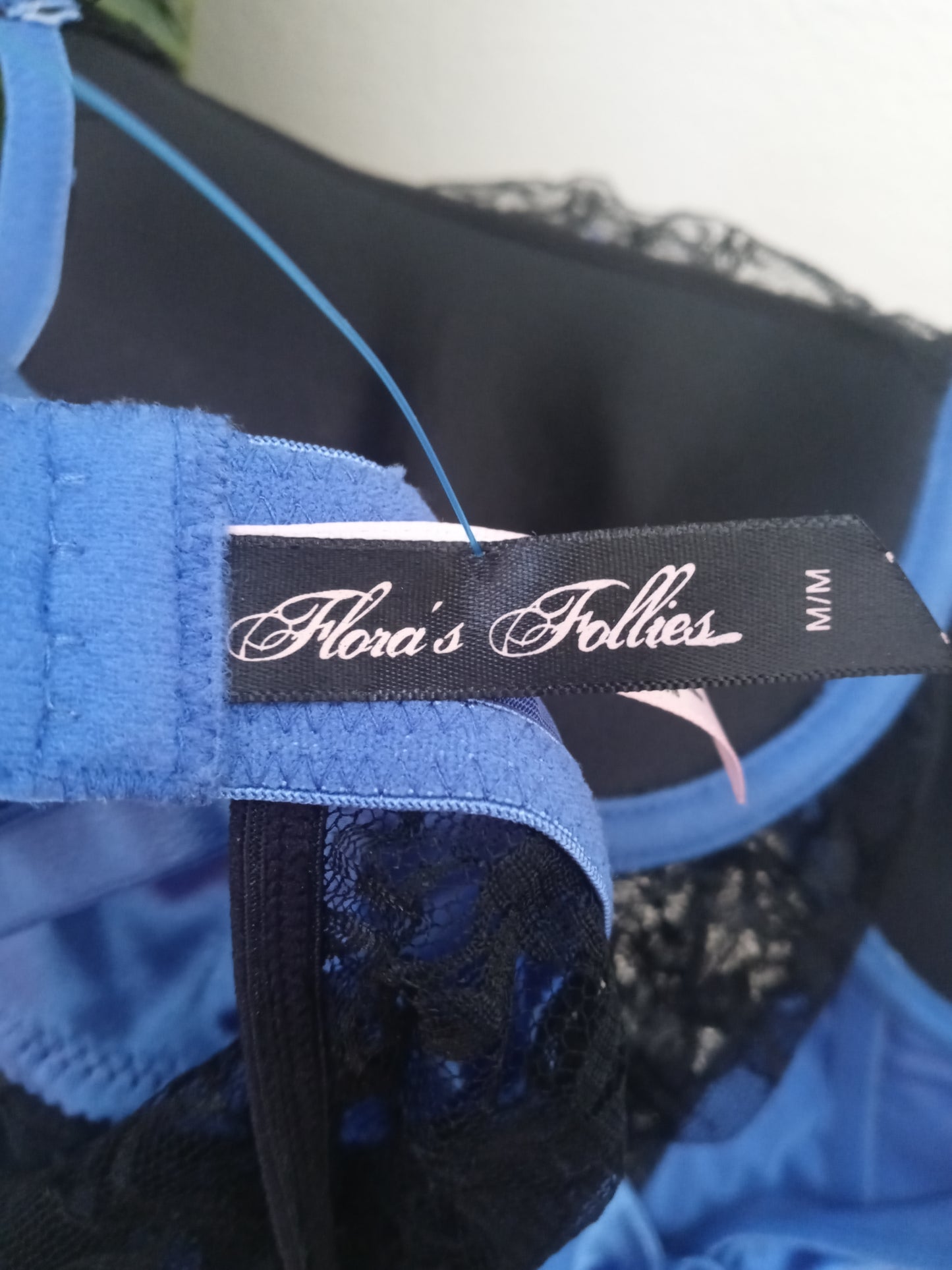 Flora’s follies Blue & Black Intimates 1pc Teddy Mesh - Size Medium - Pre Owned