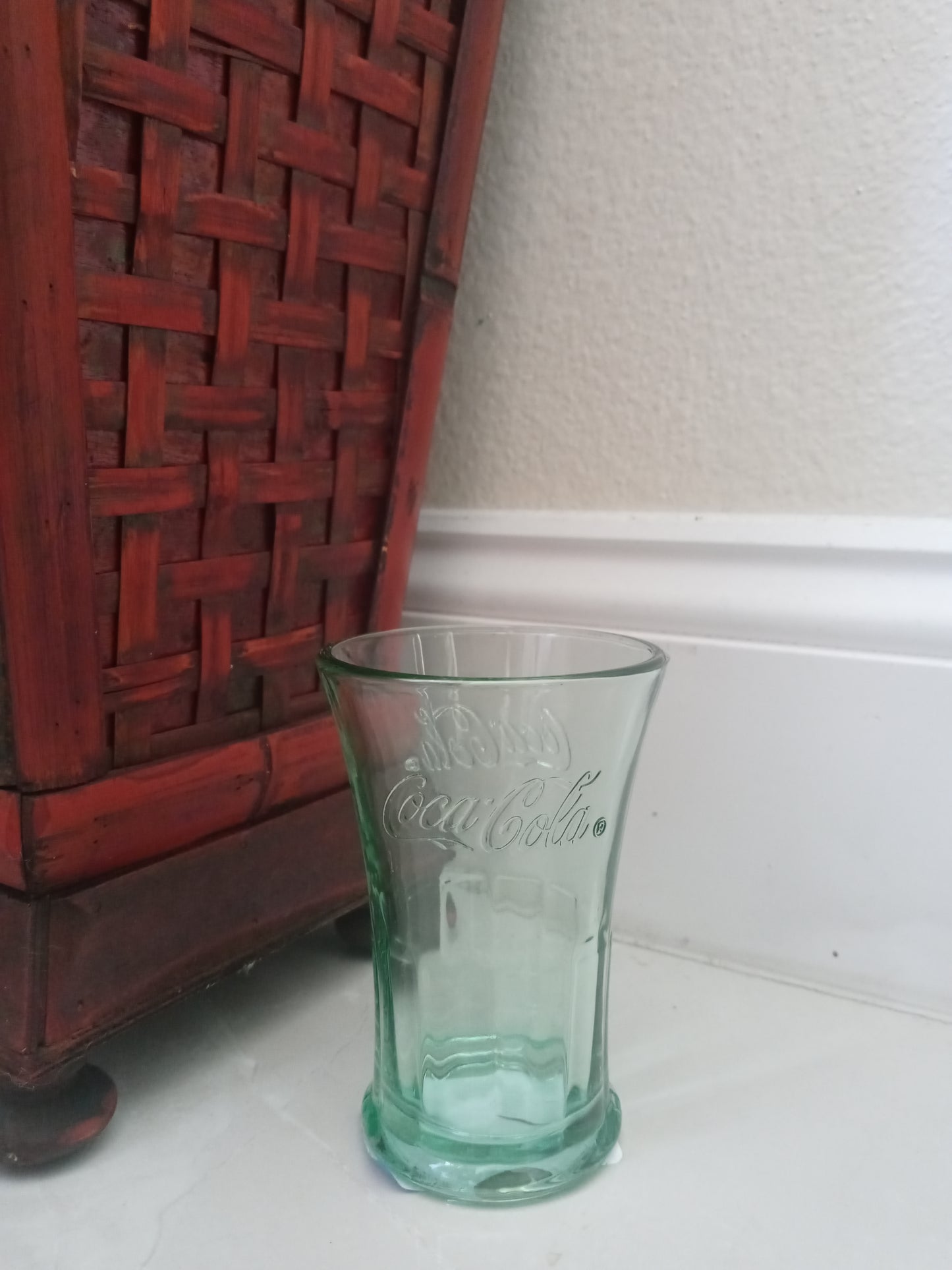 Vintage Green Tinted Coca Cola Glass Cup