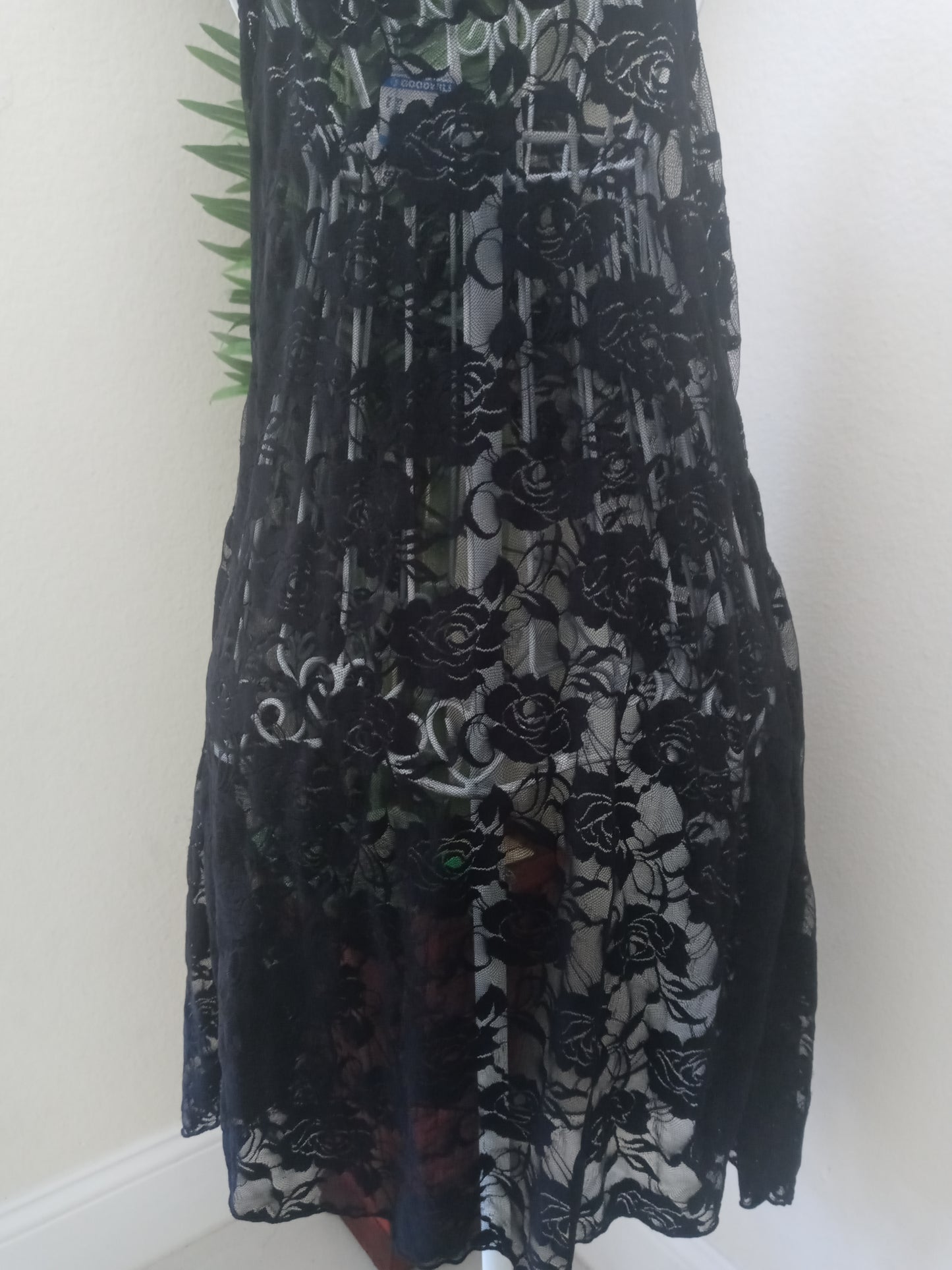 Women's Black Lingerie Lace Mesh Slip On 1 Pc- Size Small