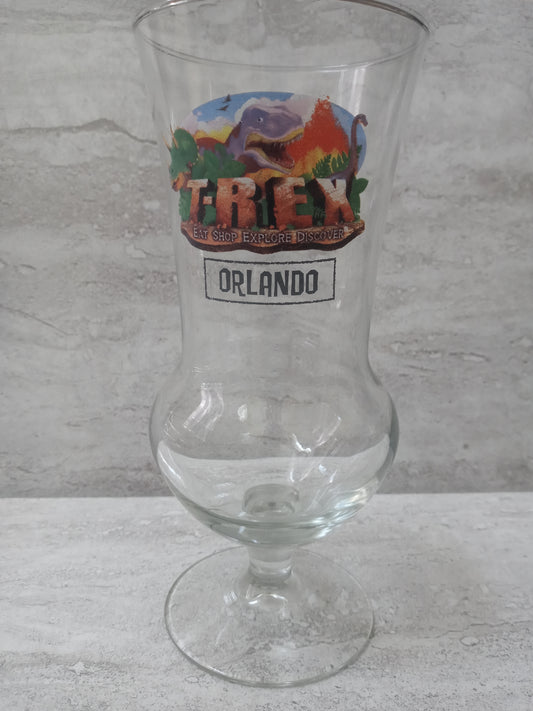 T-Rex Orlando Disney World Clear Hurricane Glass
